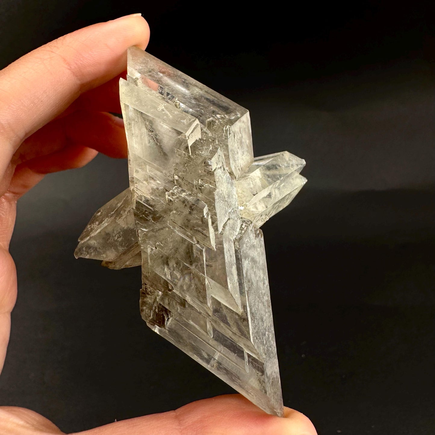 Hourglass Selenite | Phosphorescent UV Reactive Gypsum Crystal from Canada
