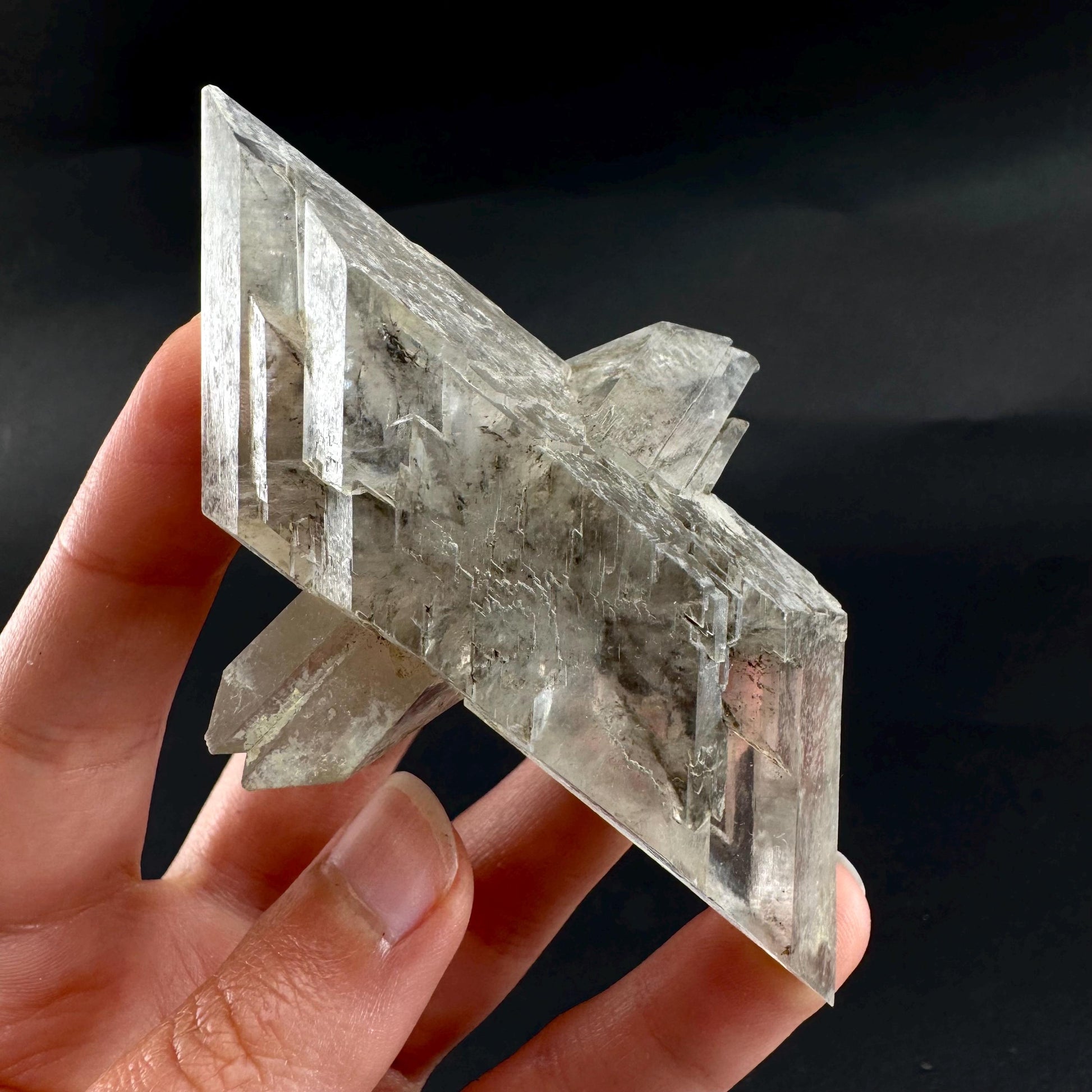 Hourglass Selenite | Phosphorescent UV Reactive Gypsum Crystal from Canada