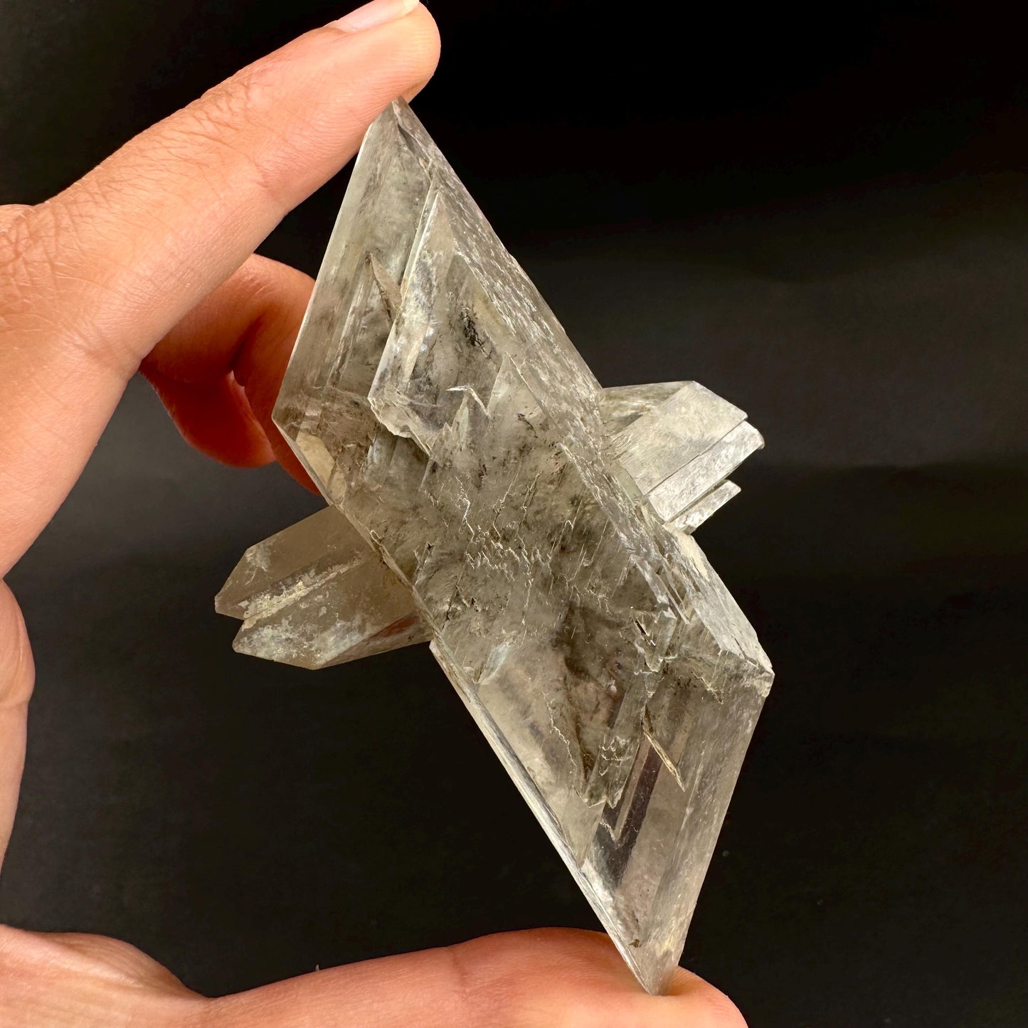 Hourglass Selenite | Phosphorescent UV Reactive Gypsum Crystal from Canada