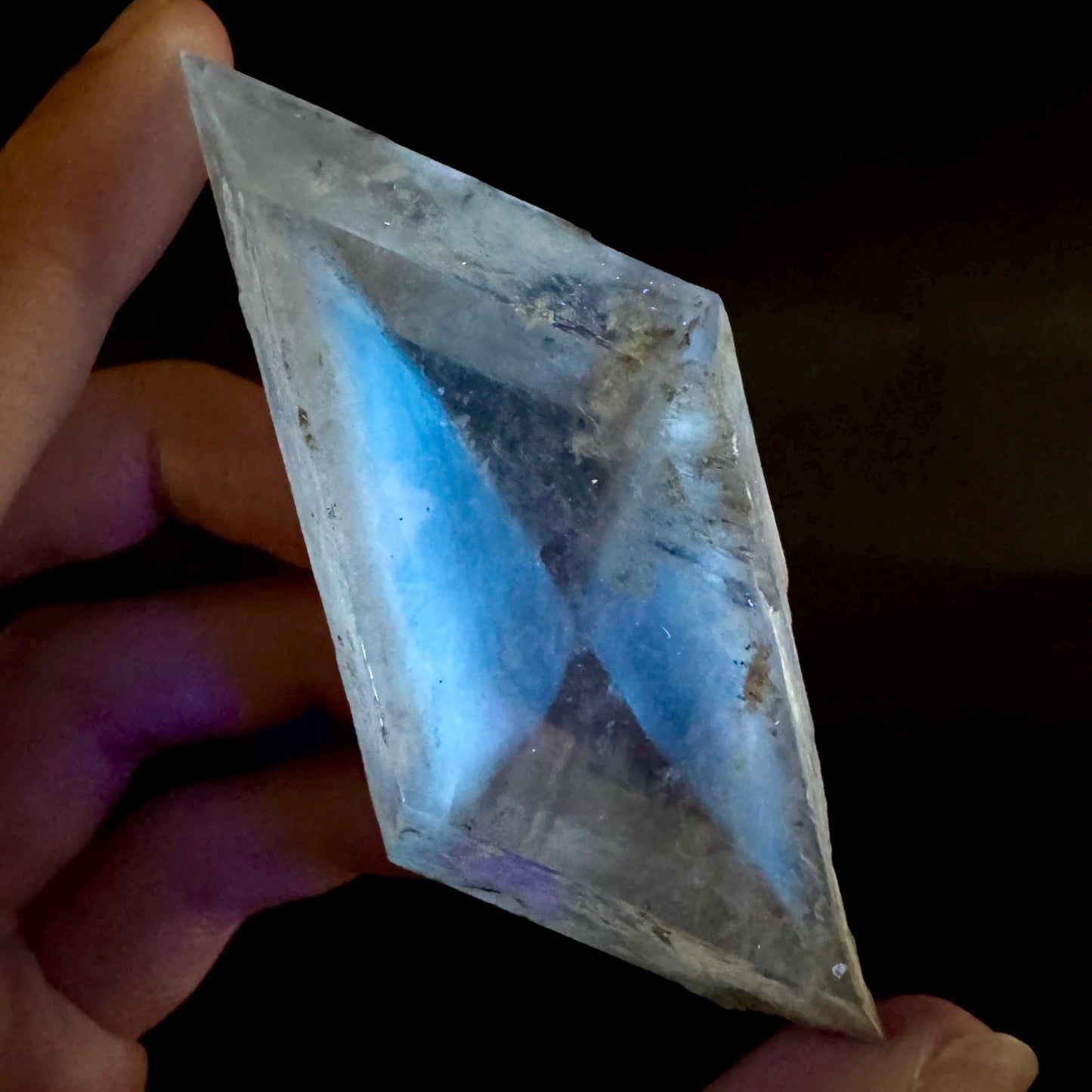 Hourglass Selenite | Phosphorescent UV Reactive Gypsum Crystal from Canada