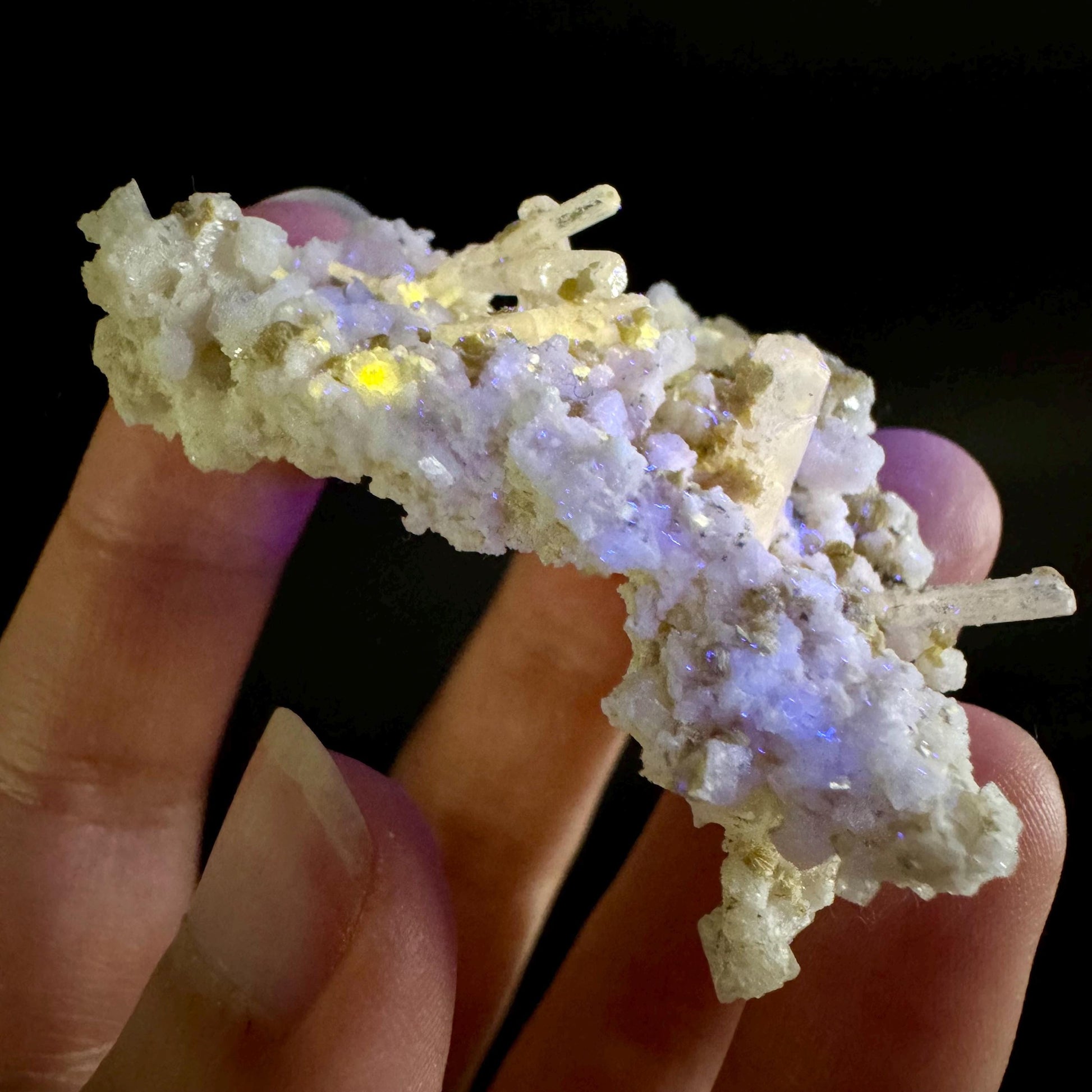 Pink Fluorapatite on Albite | UV reactive crystal, rare mineral specimen from Pakistan