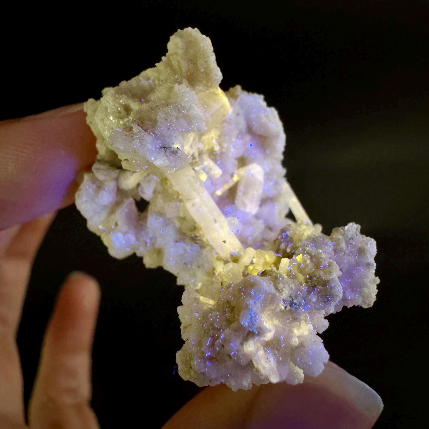 Pink Fluorapatite on Albite | UV reactive crystal, rare mineral specimen from Pakistan