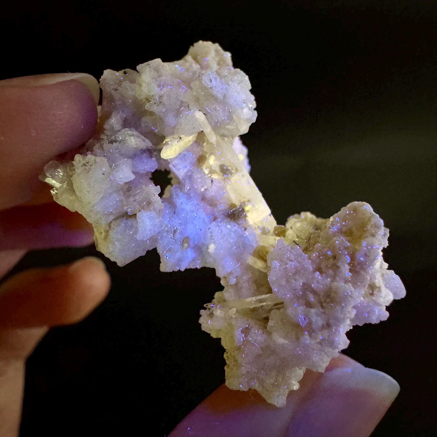 Pink Fluorapatite on Albite | UV reactive crystal, rare mineral specimen from Pakistan