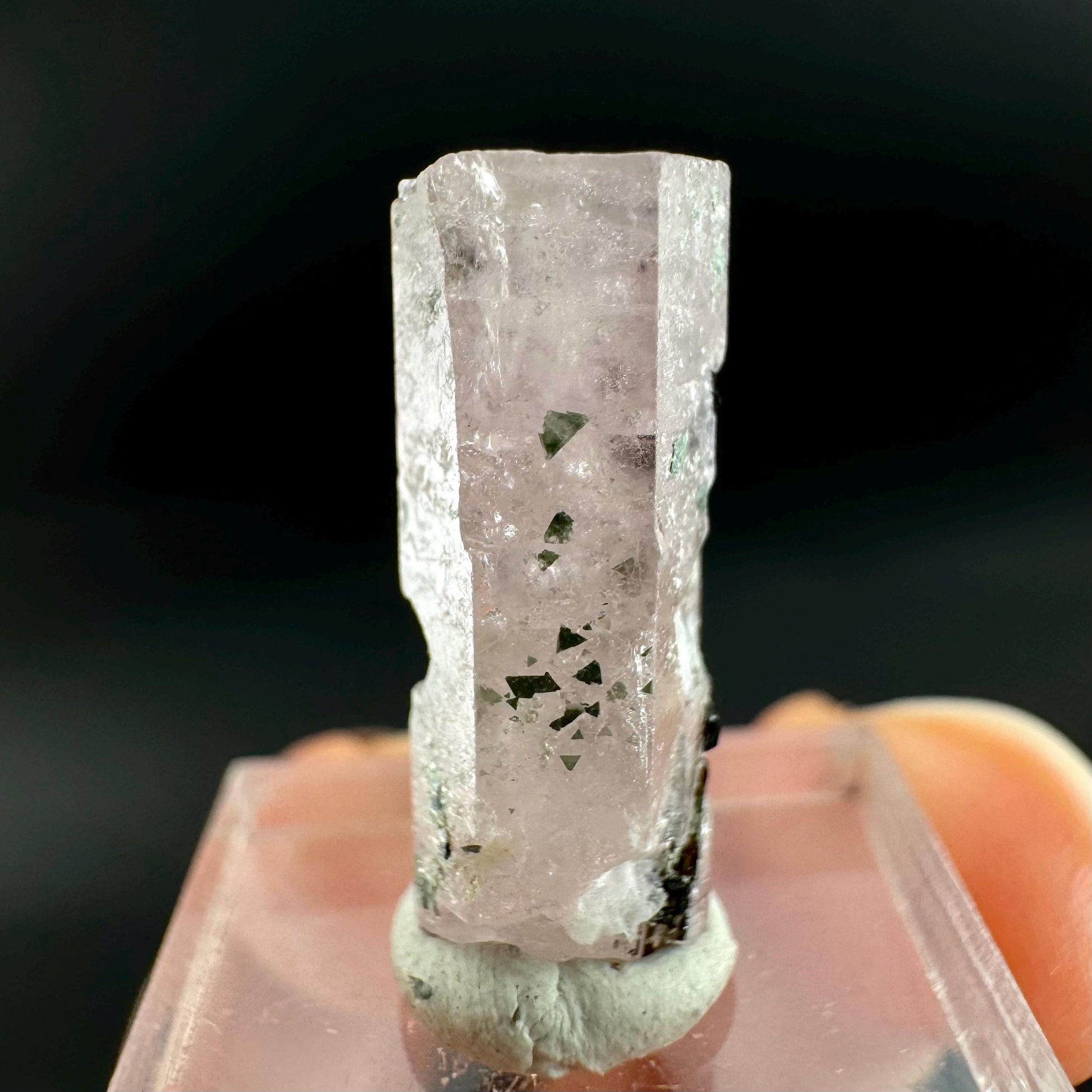 Pink Fluorapatite with Black Tourmaline | UV reactive crystal, rare mineral specimen from Pakistan