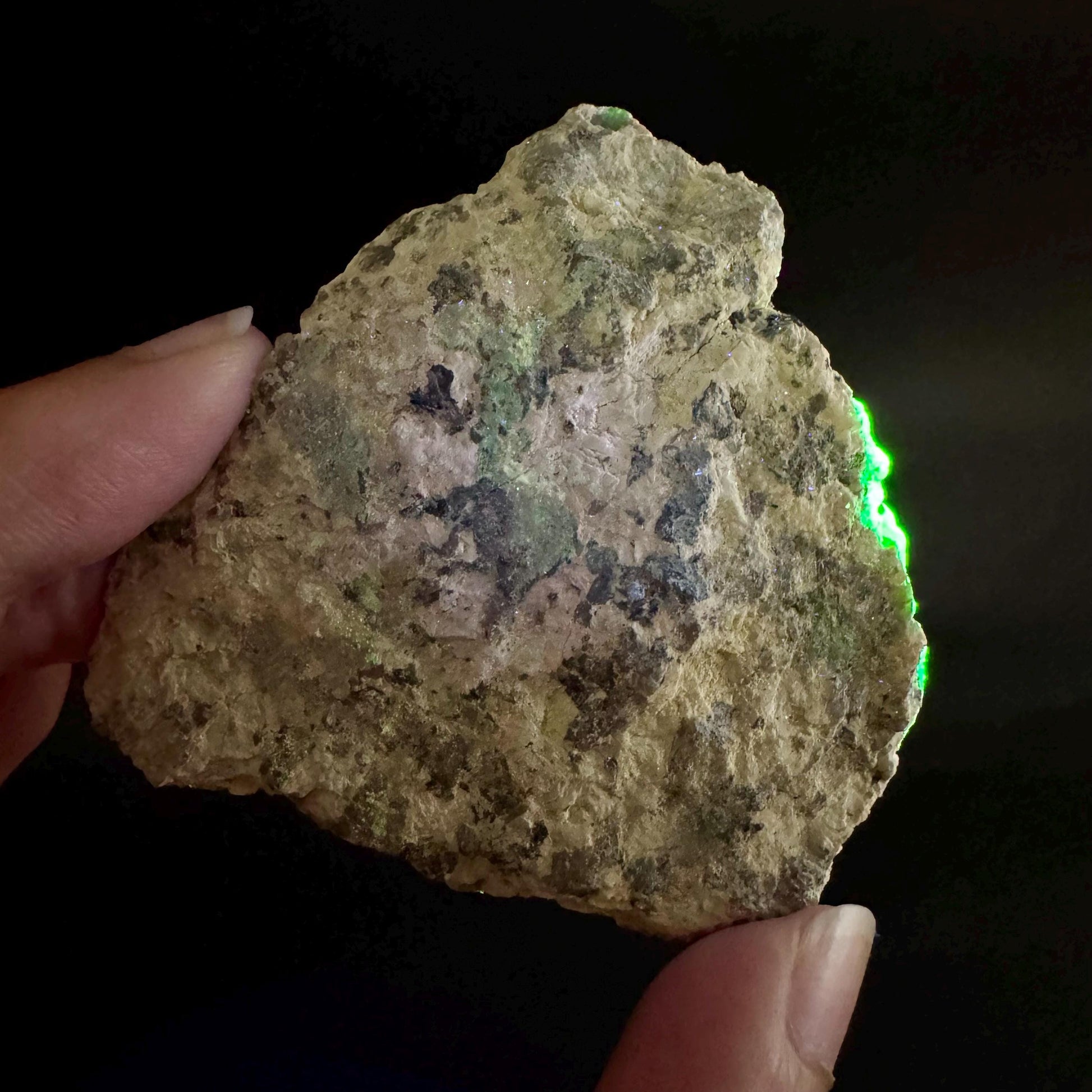 Hyalite Opal on Matrix | UV reactive crystal, green fluorescent mineral specimen from Namibia