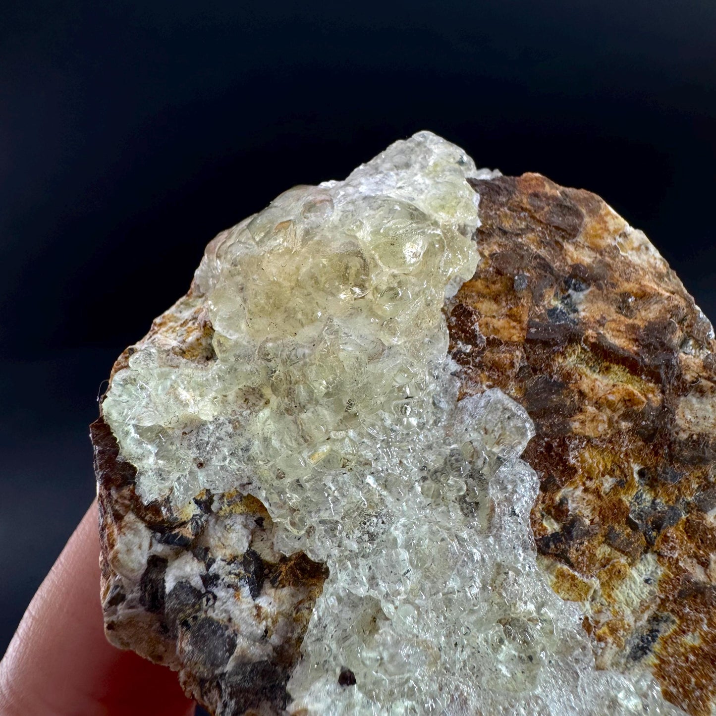 Hyalite Opal on Matrix | UV reactive crystal, green fluorescent mineral specimen from Namibia