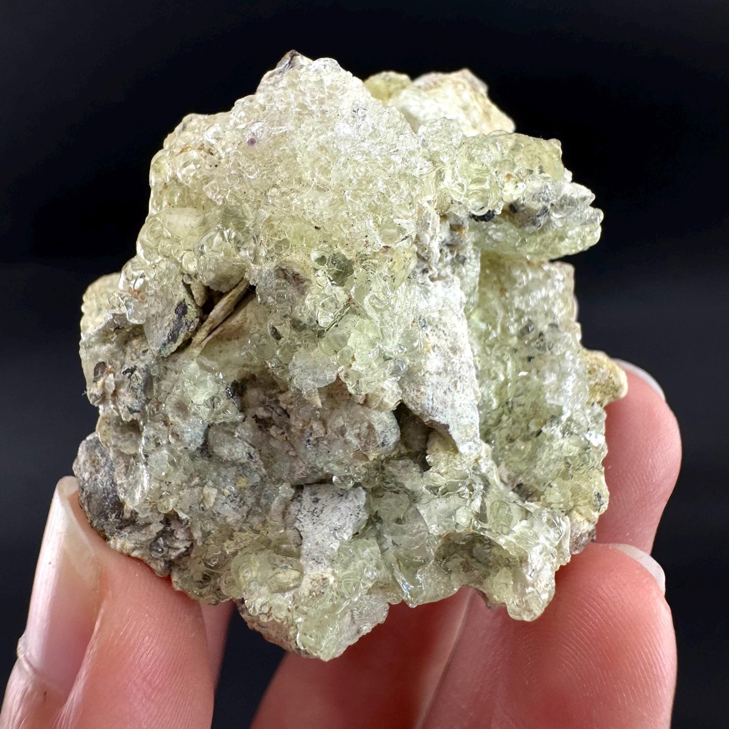 Hyalite Opal on Matrix | UV reactive crystal, green fluorescent mineral specimen from Namibia