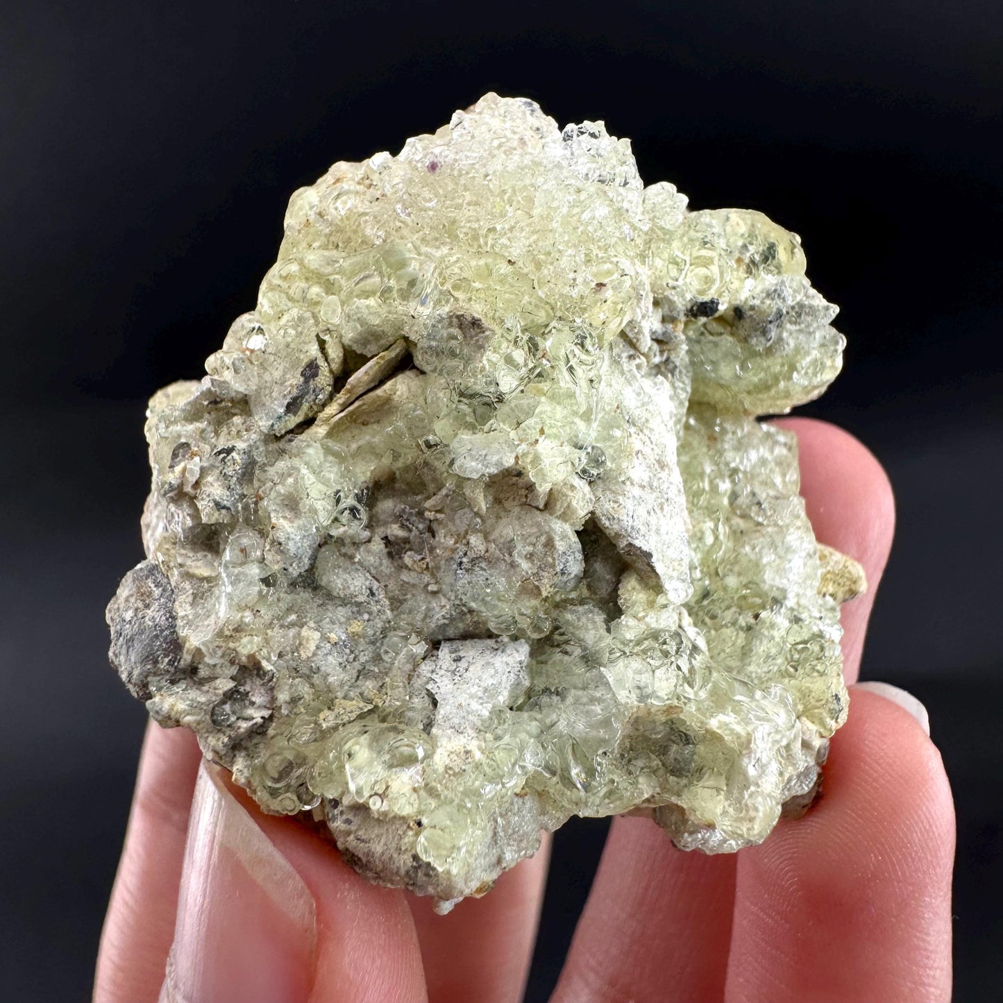 Hyalite Opal on Matrix | UV reactive crystal, green fluorescent mineral specimen from Namibia