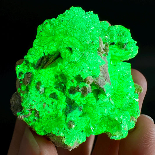 Hyalite Opal on Matrix | UV reactive crystal, green fluorescent mineral specimen from Namibia