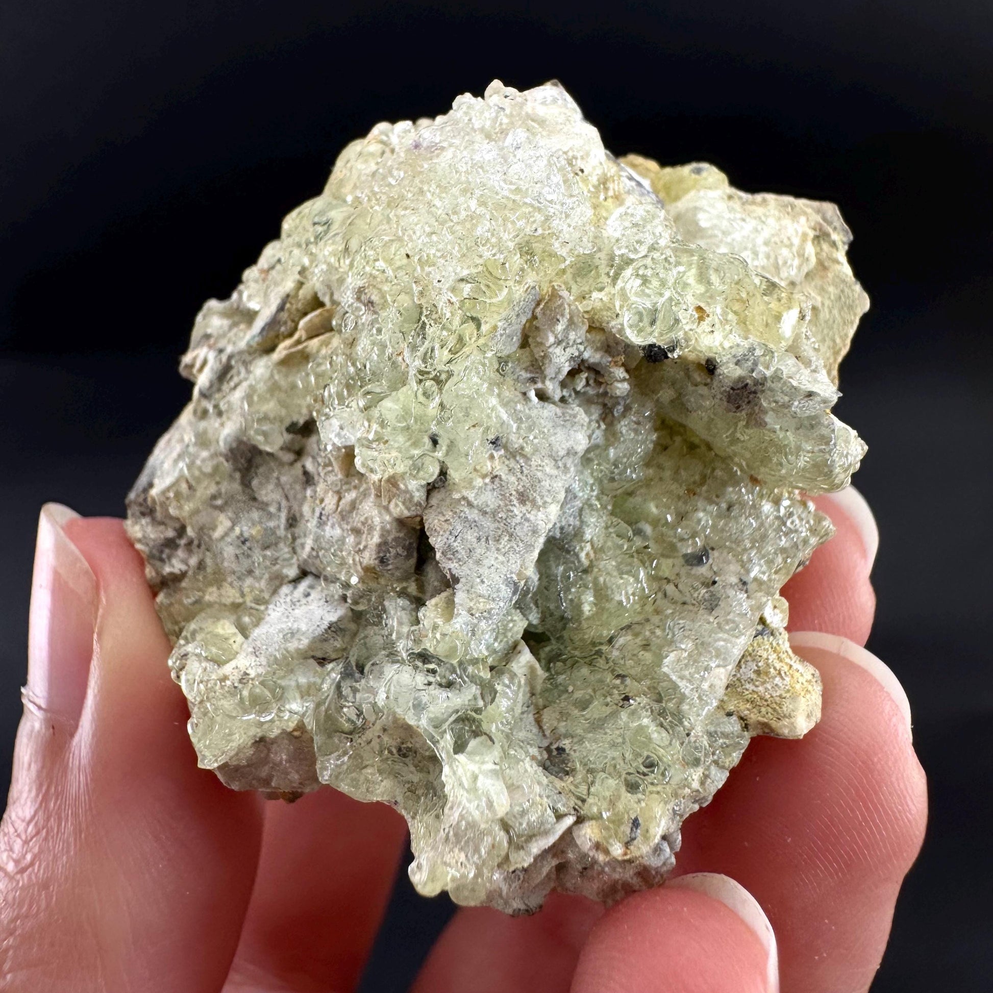 Hyalite Opal on Matrix | UV reactive crystal, green fluorescent mineral specimen from Namibia