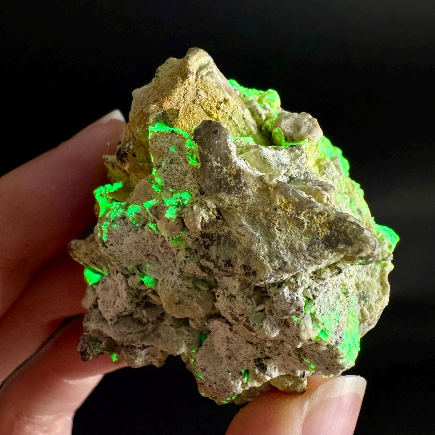 Hyalite Opal on Matrix | UV reactive crystal, green fluorescent mineral specimen from Namibia