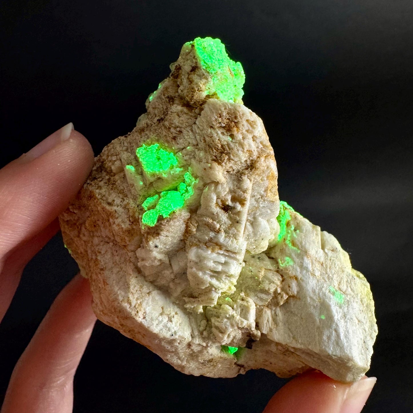 Hyalite Opal on Matrix | UV reactive crystal, green fluorescent mineral specimen from Namibia
