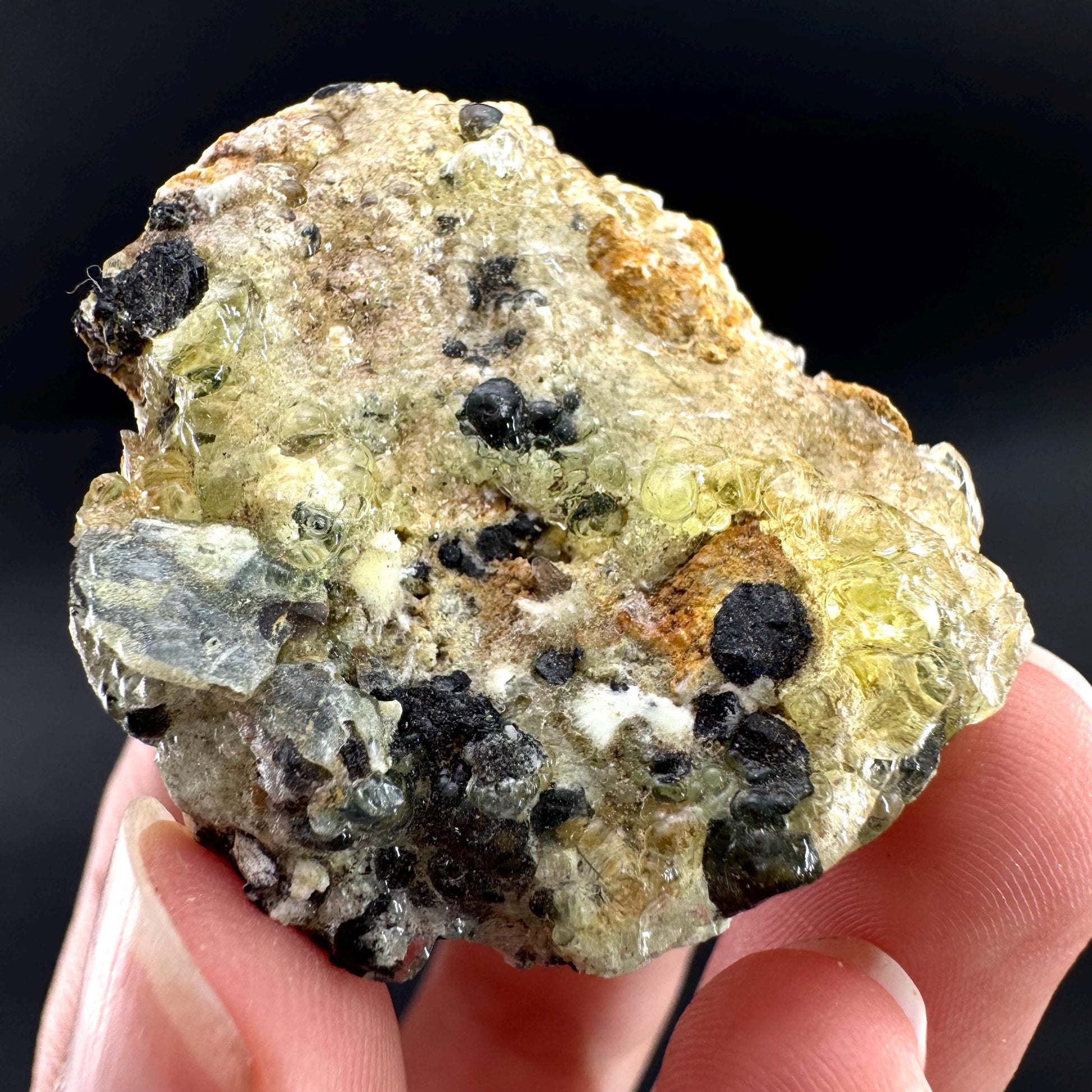 Hyalite Opal on Matrix | UV reactive crystal, green fluorescent mineral specimen from Namibia