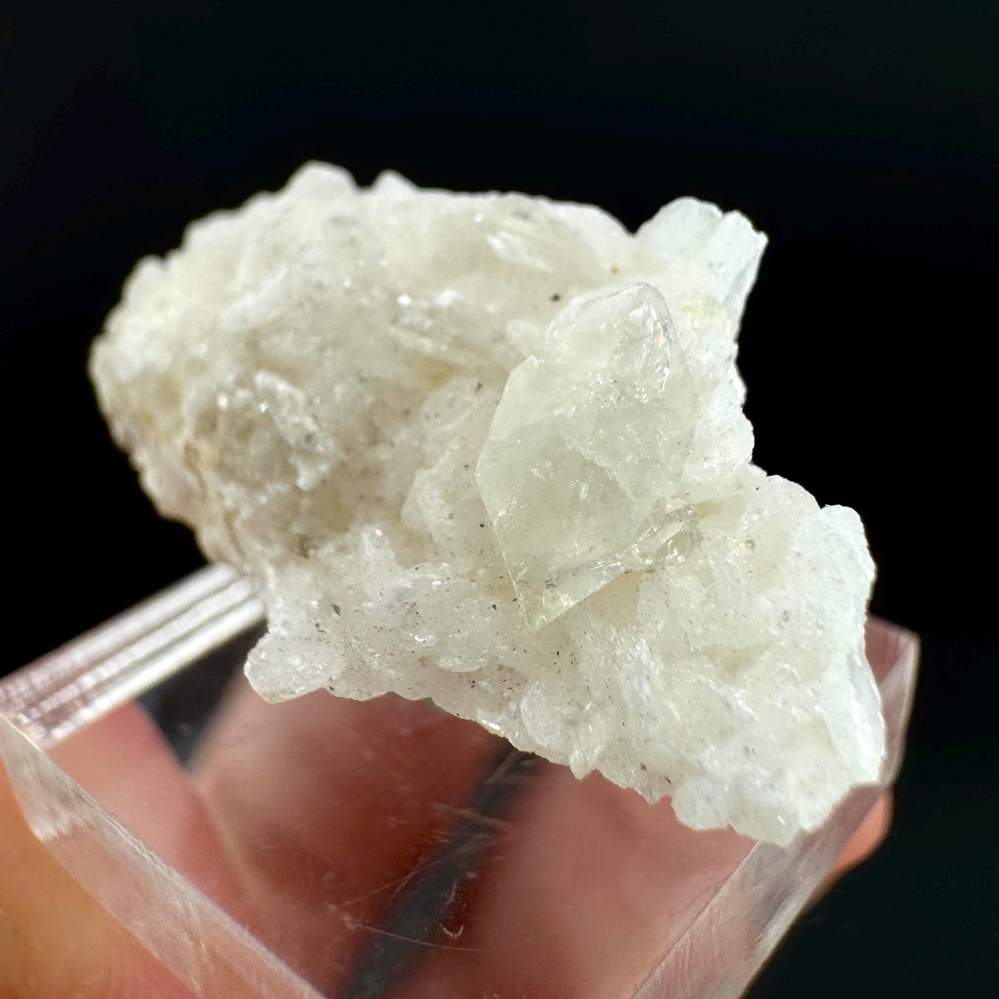 Herderite on Albite Matrix | light green crystal, rare mineral specimen from Pakistan