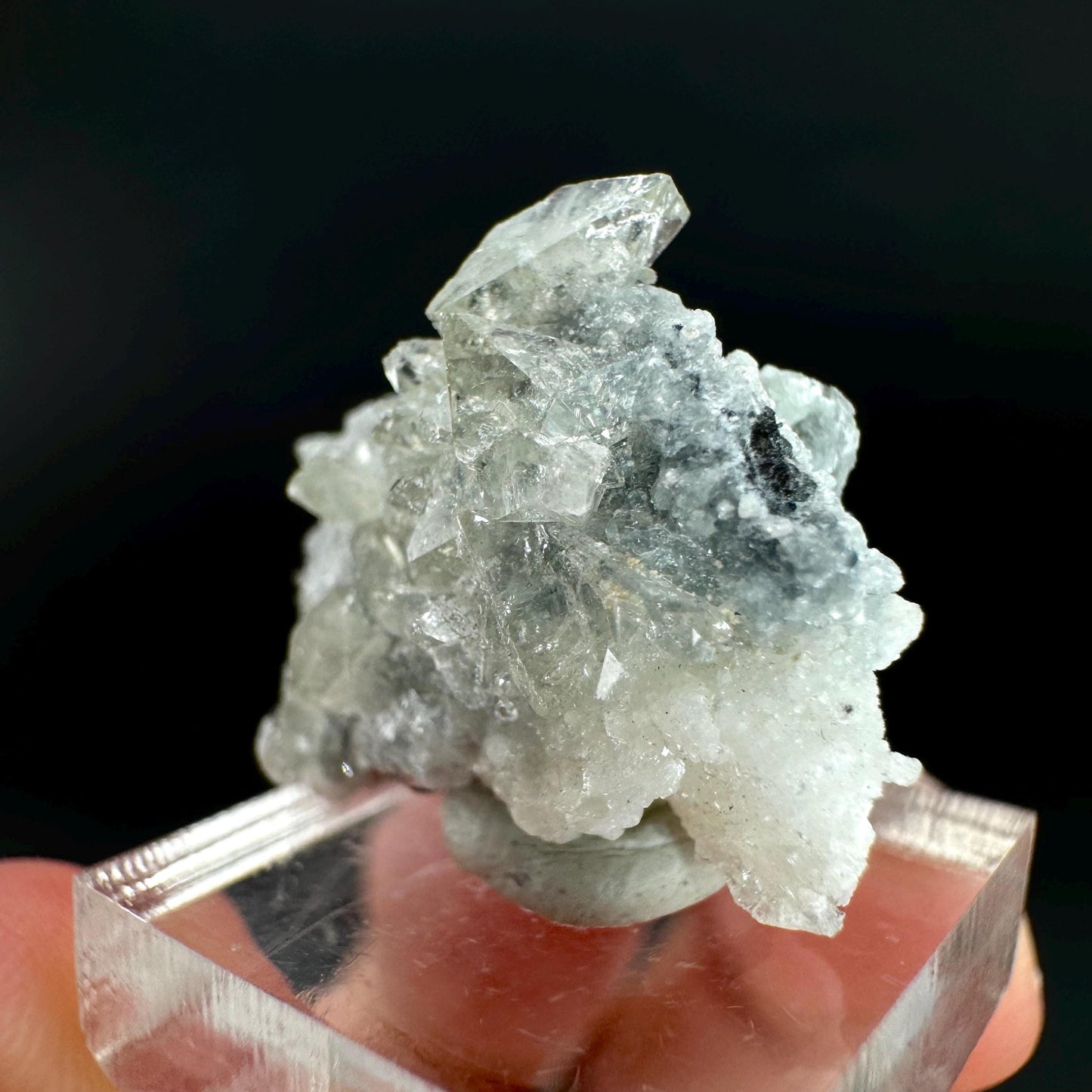 Herderite with Black Tourmaline on Albite | light green crystal, rare mineral specimen from Pakistan