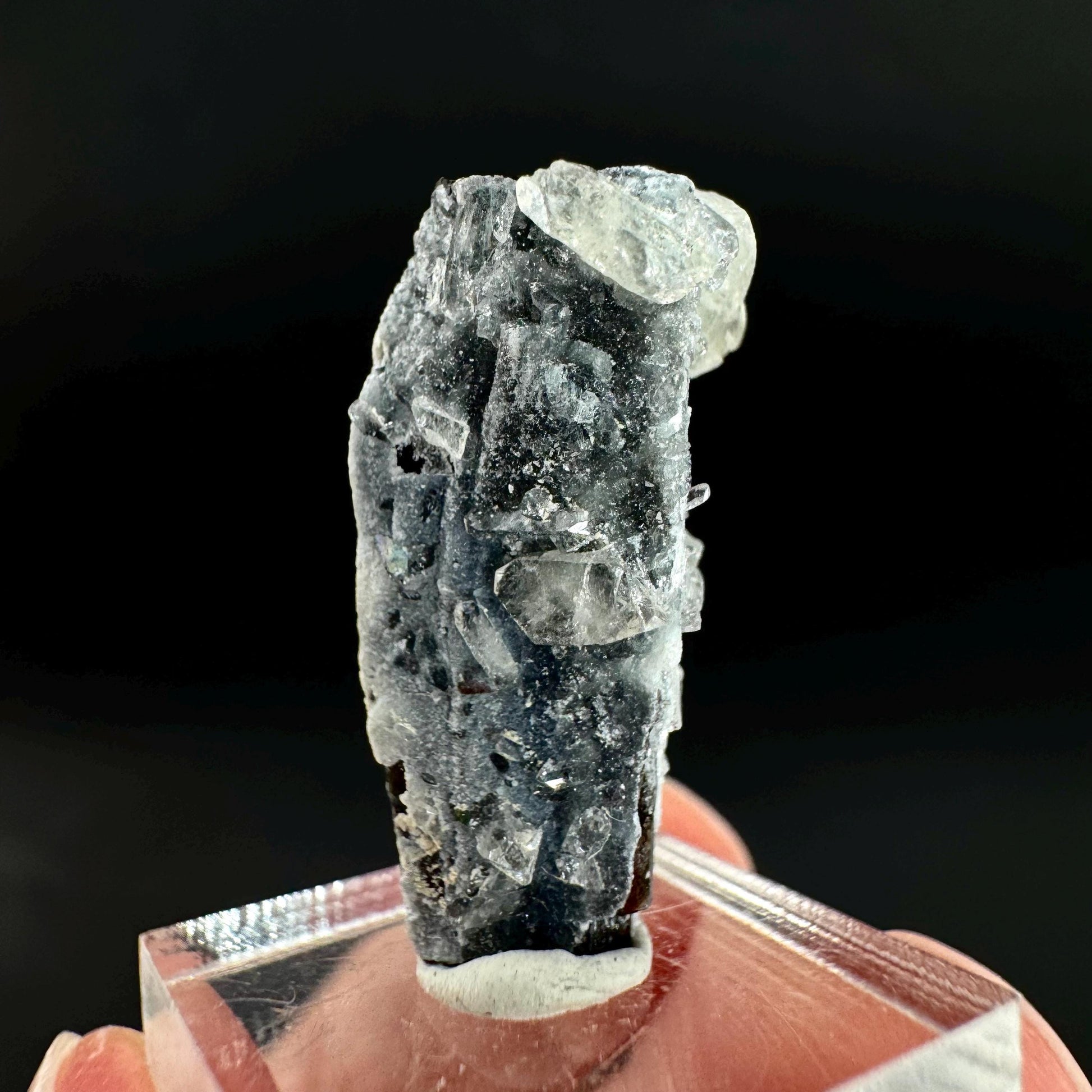 Herderite on Black Tourmaline | light green crystal, rare mineral specimen from Pakistan