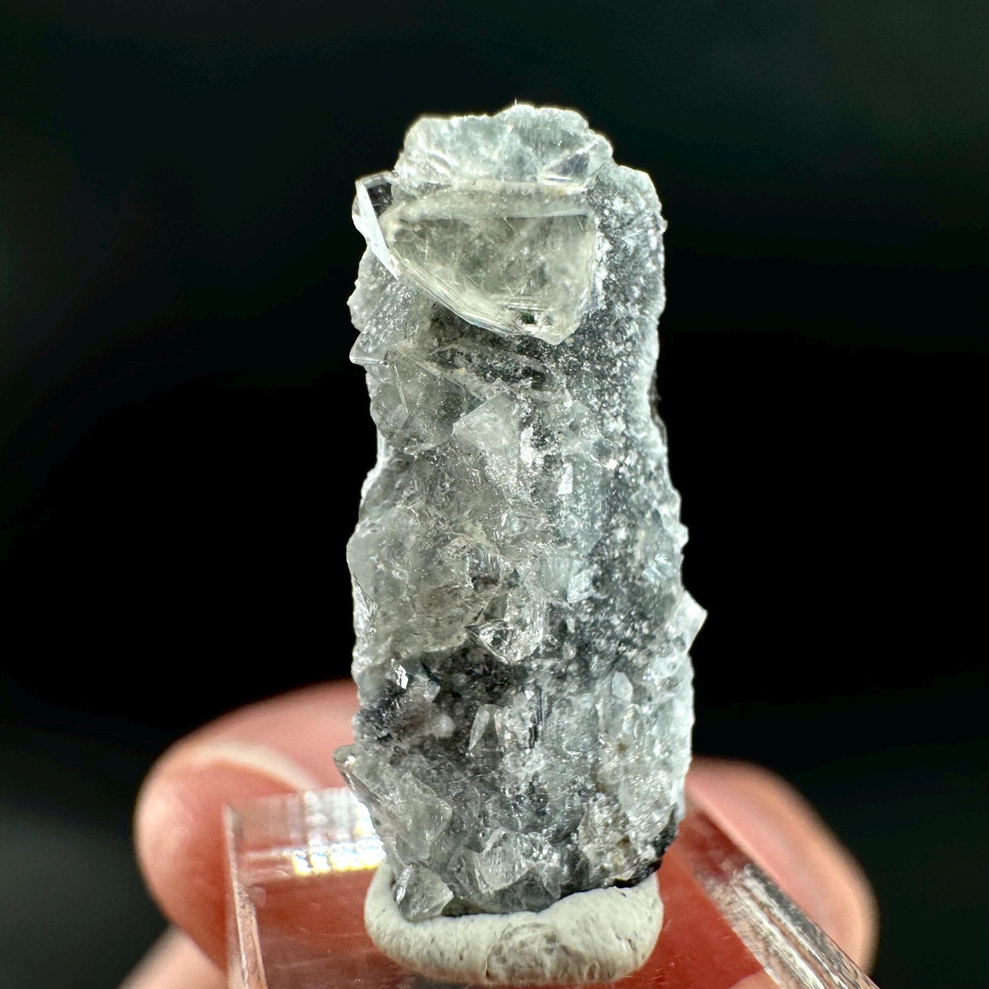 Herderite on Black Tourmaline | light green crystal, rare mineral specimen from Pakistan