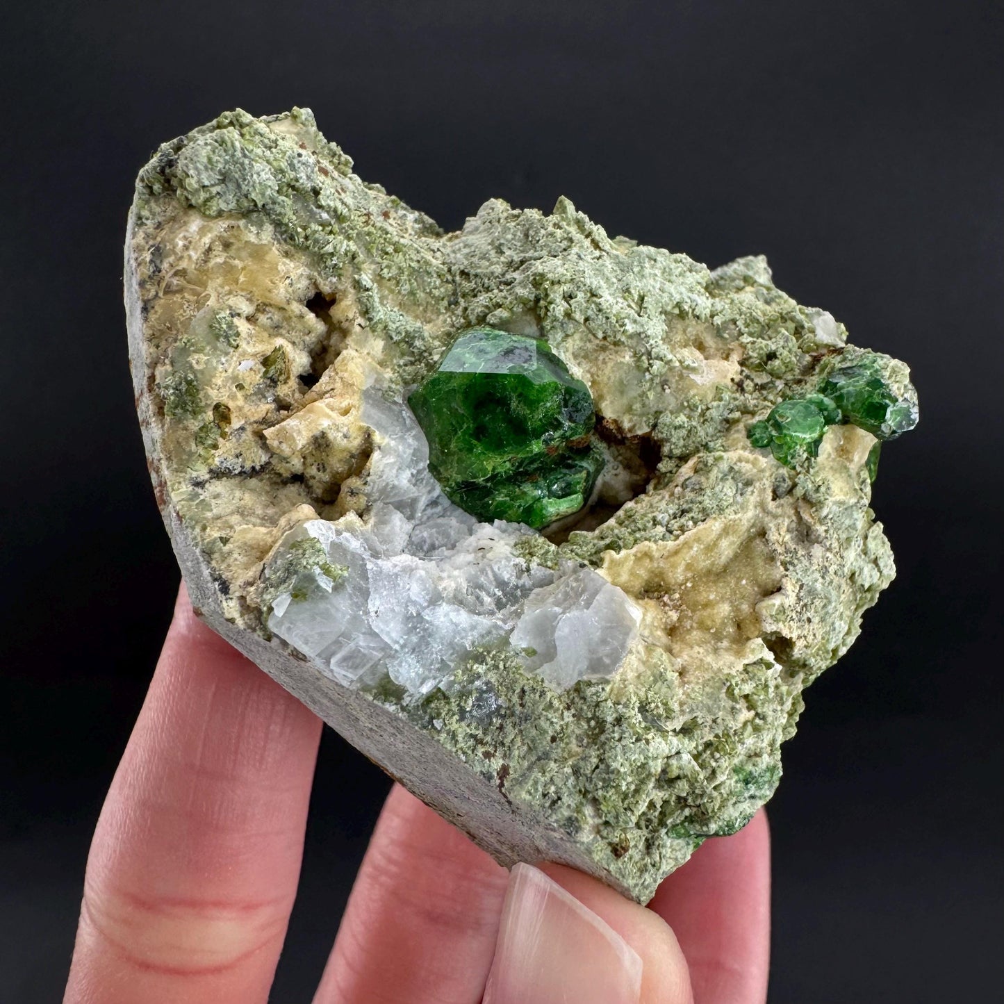 Demantoid Garnet on Matrix | Green Crystal, Rare Mineral Specimen
