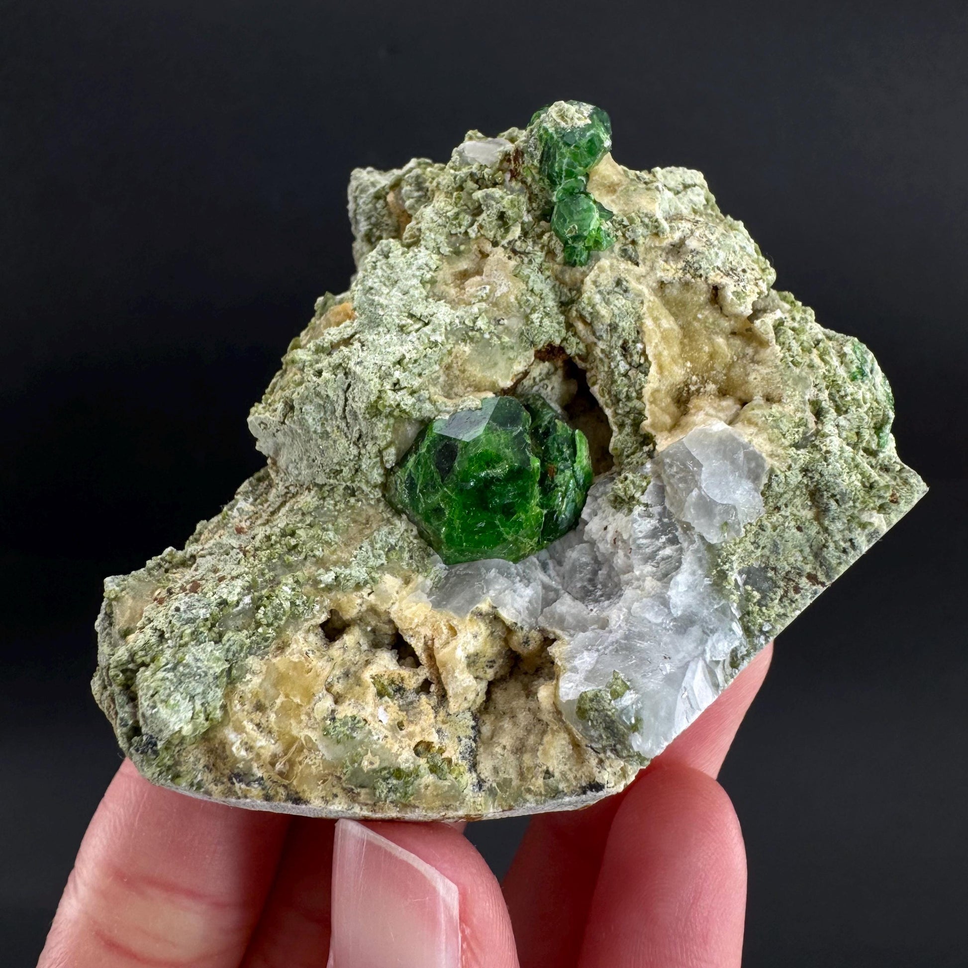 Demantoid Garnet on Matrix | Green Crystal, Rare Mineral Specimen