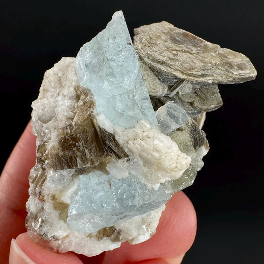 Aquamarine with Muscovite | natural blue crystal, mineral specimen from Pakistan