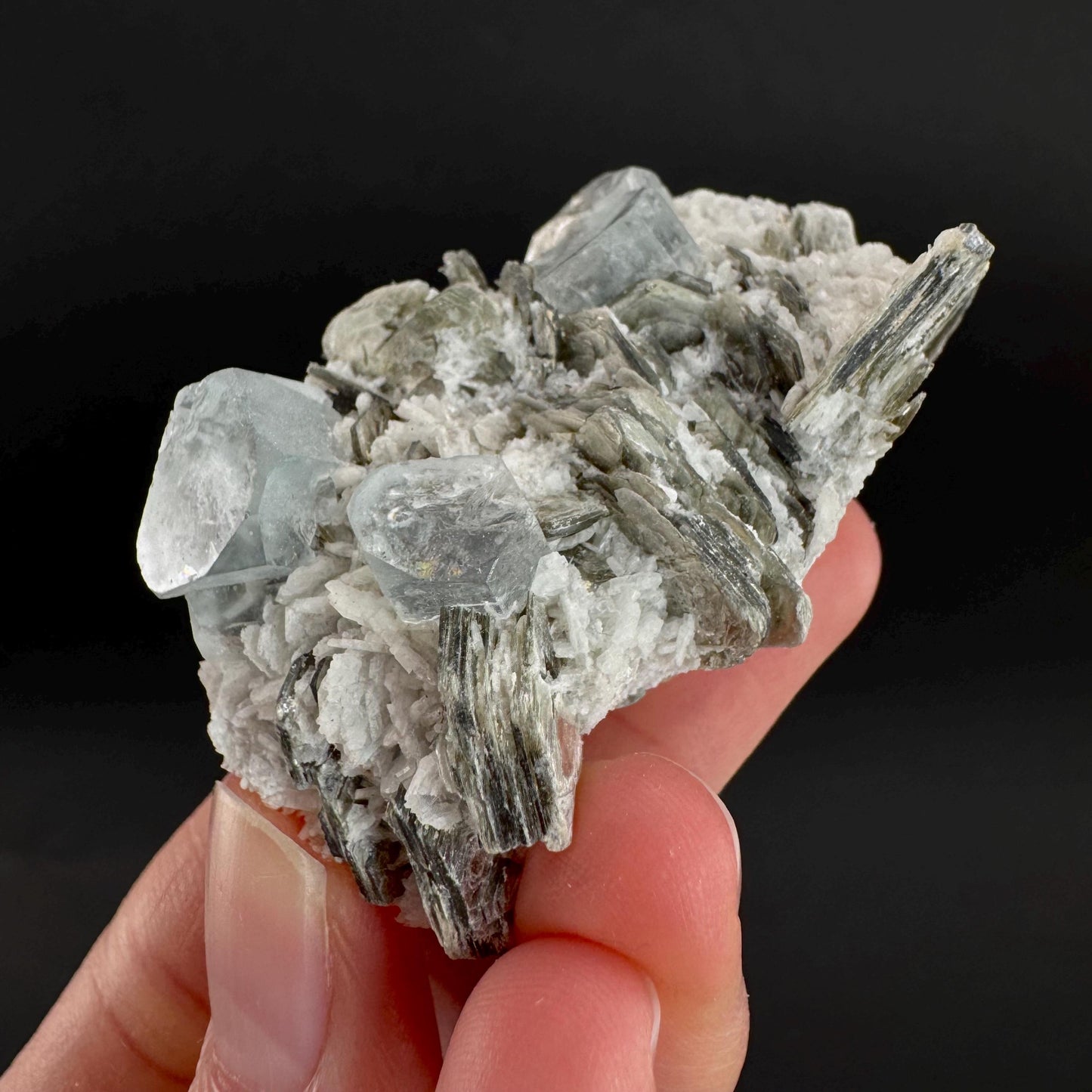 Aquamarine with Muscovite | natural blue crystal, mineral specimen from Pakistan