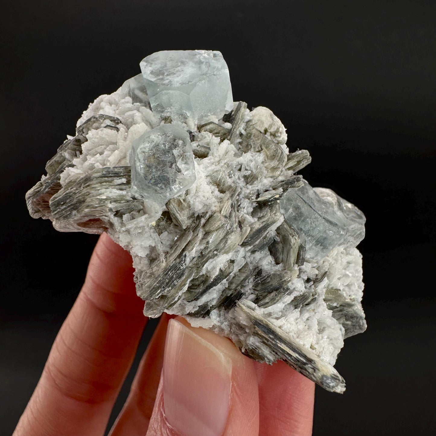 Aquamarine with Muscovite | natural blue crystal, mineral specimen from Pakistan