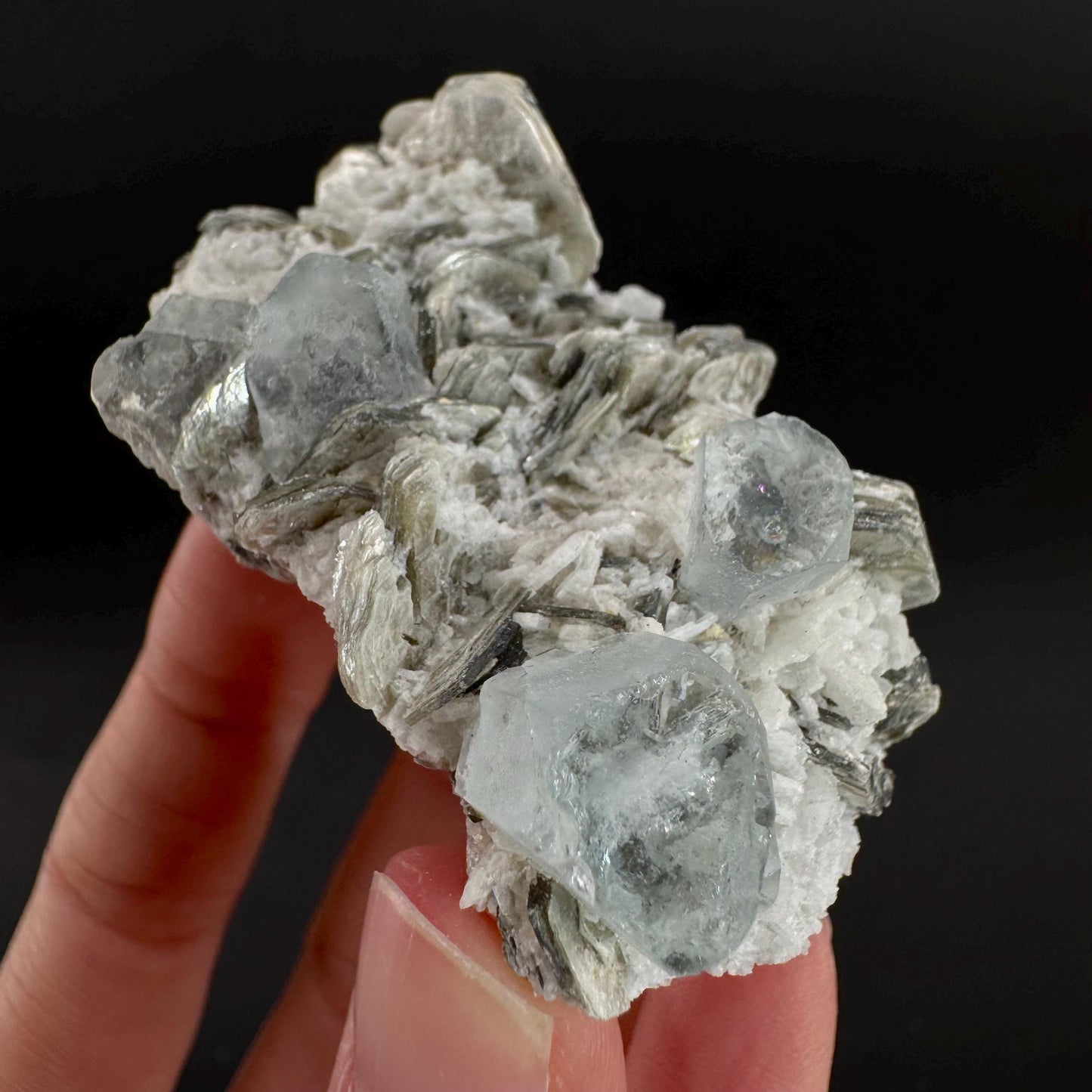 Aquamarine with Muscovite | natural blue crystal, mineral specimen from Pakistan