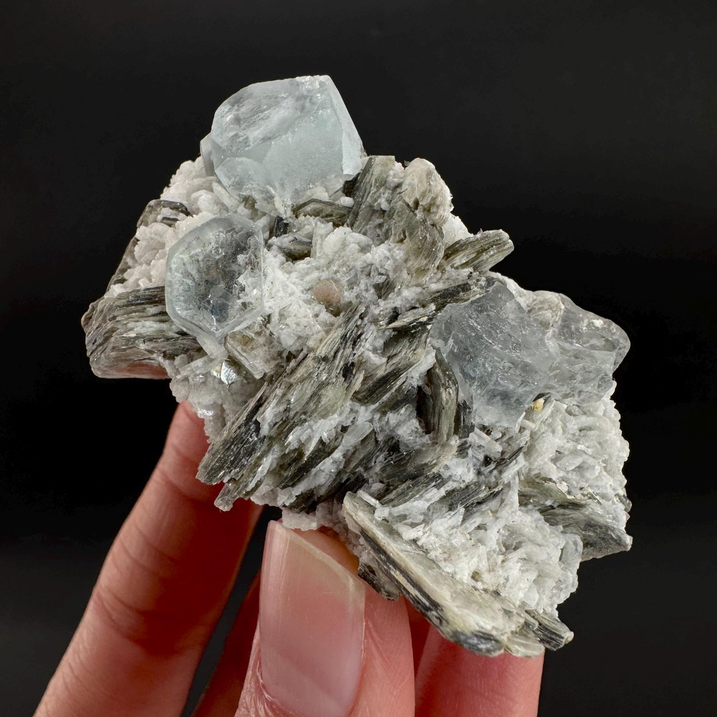 Aquamarine with Muscovite | natural blue crystal, mineral specimen from Pakistan