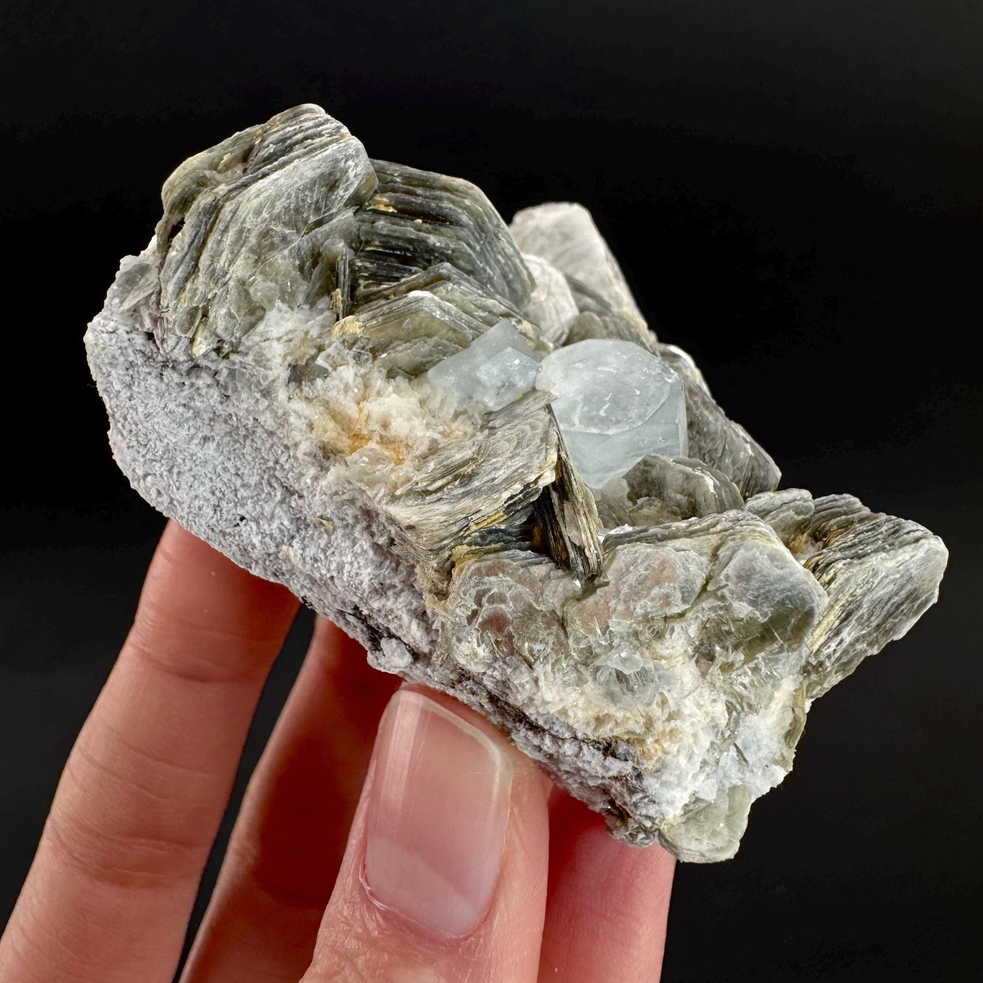 Aquamarine with Muscovite | natural blue crystal, mineral specimen from Pakistan