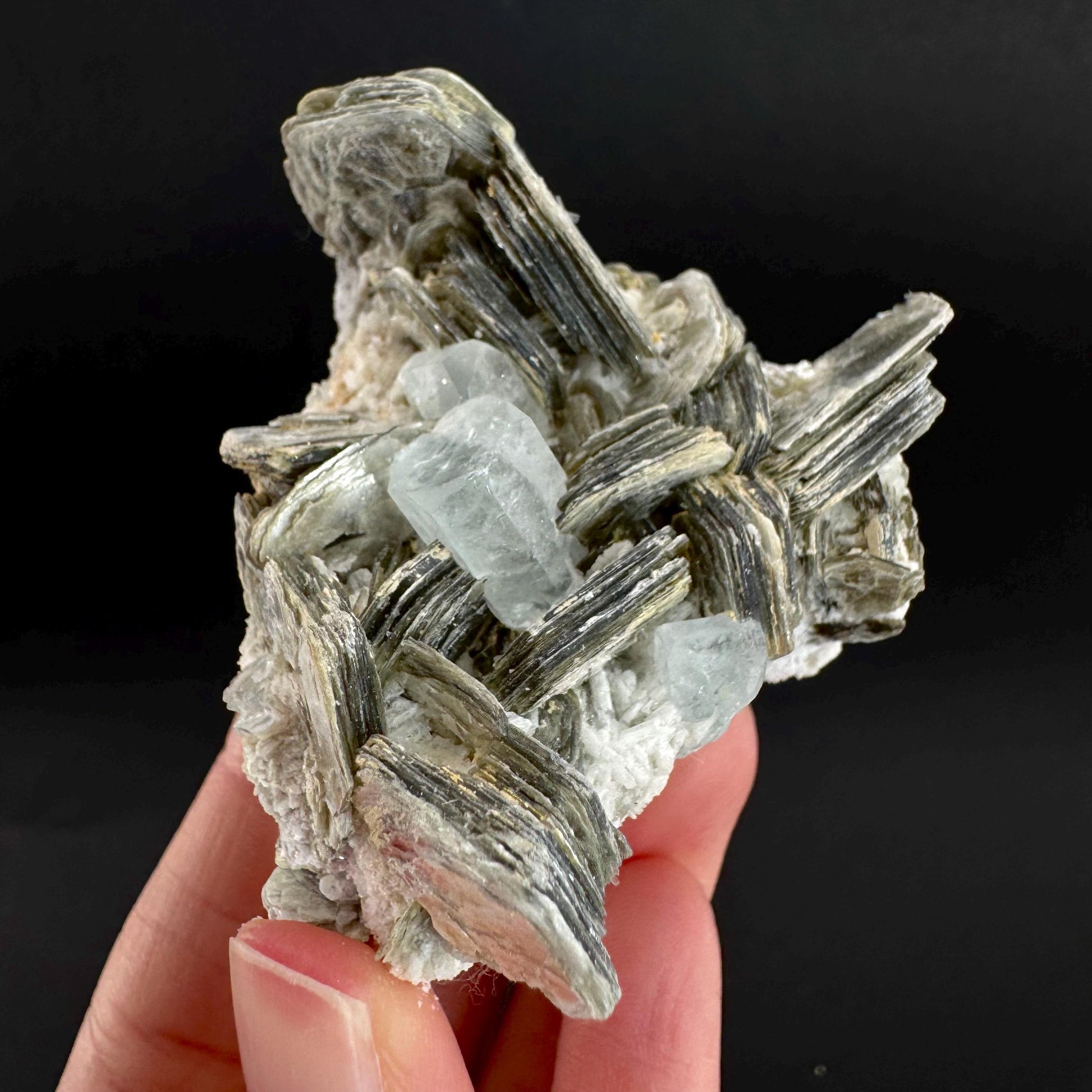 Aquamarine with Muscovite | natural blue crystal, mineral specimen from Pakistan