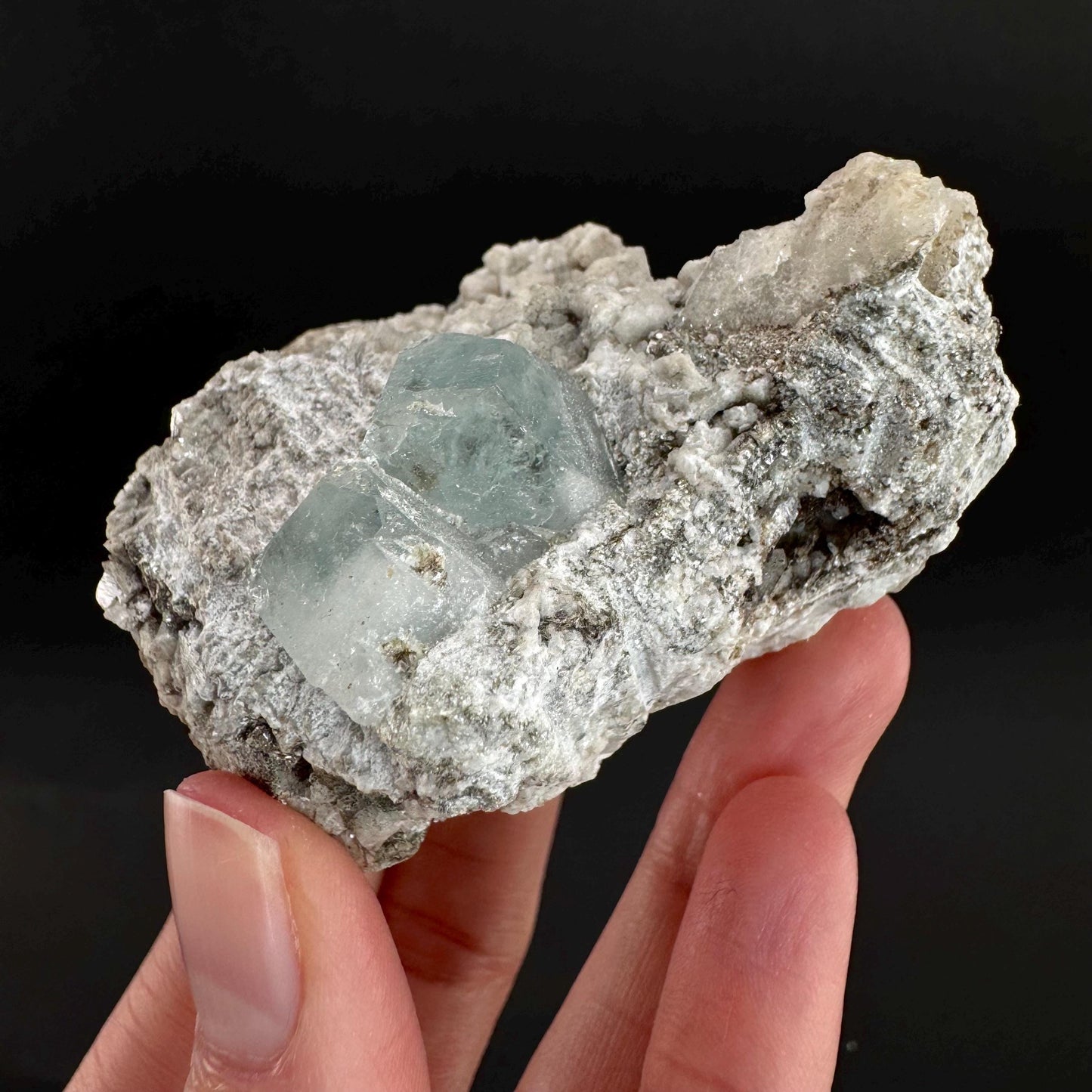 Aquamarine with Quartz & Albite | natural blue crystal, mineral specimen from Pakistan