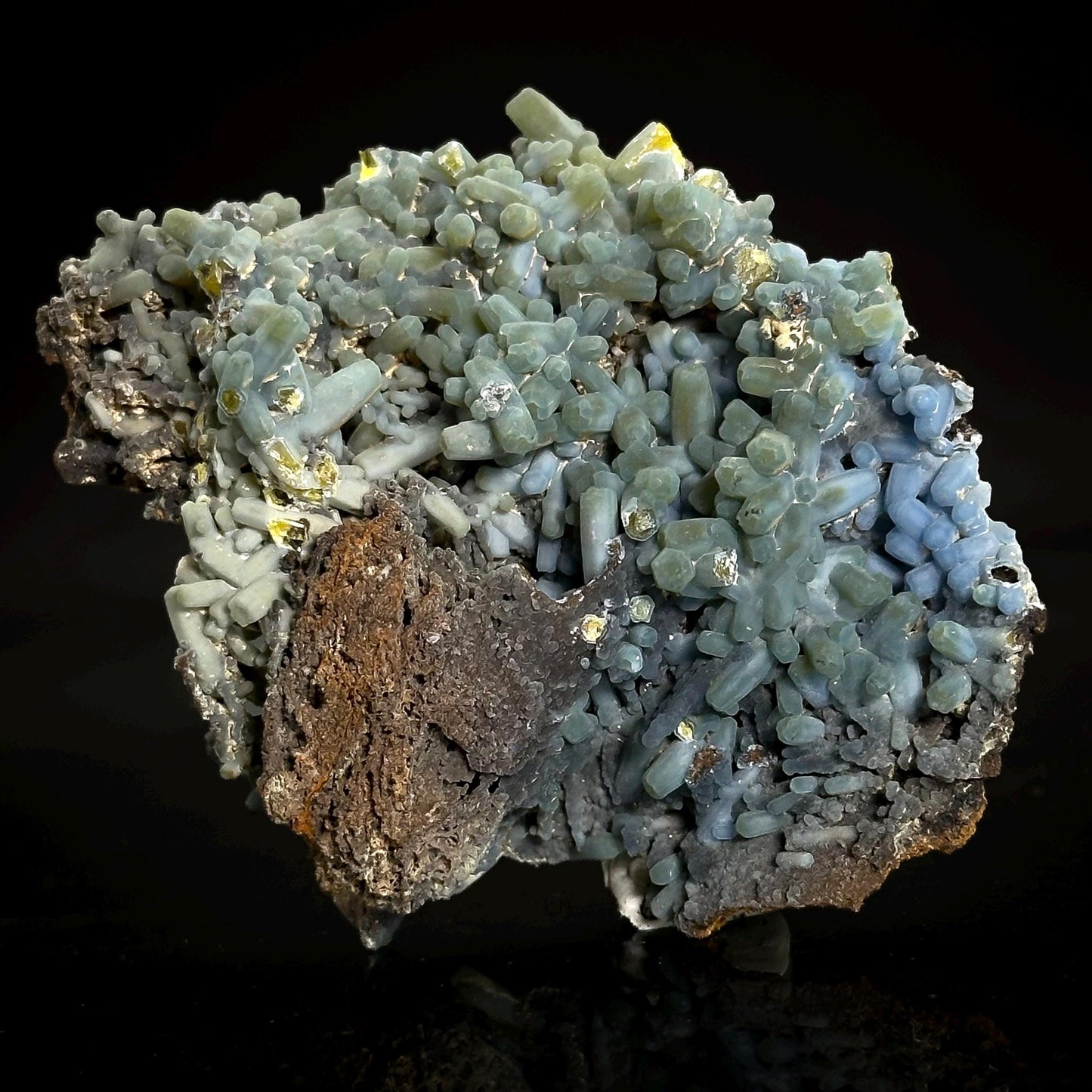 Plumbogummite | blue pyromorphite pseudomorph crystal, rare mineral specimen