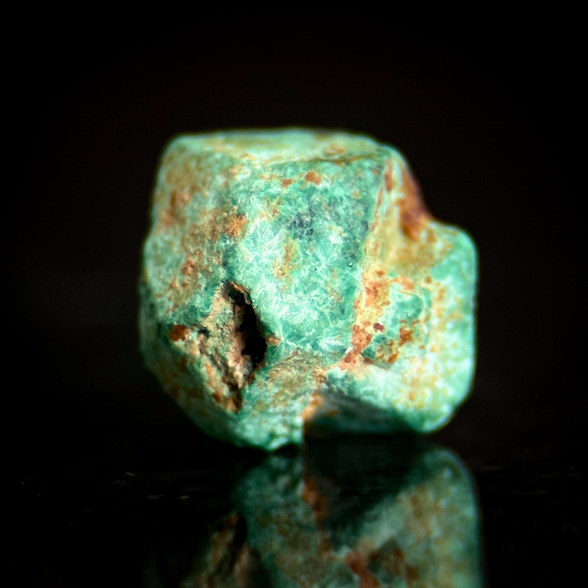 Malachite after Cuprite Pseudomorph | green crystal, rare mineral specimen from Chessy, France