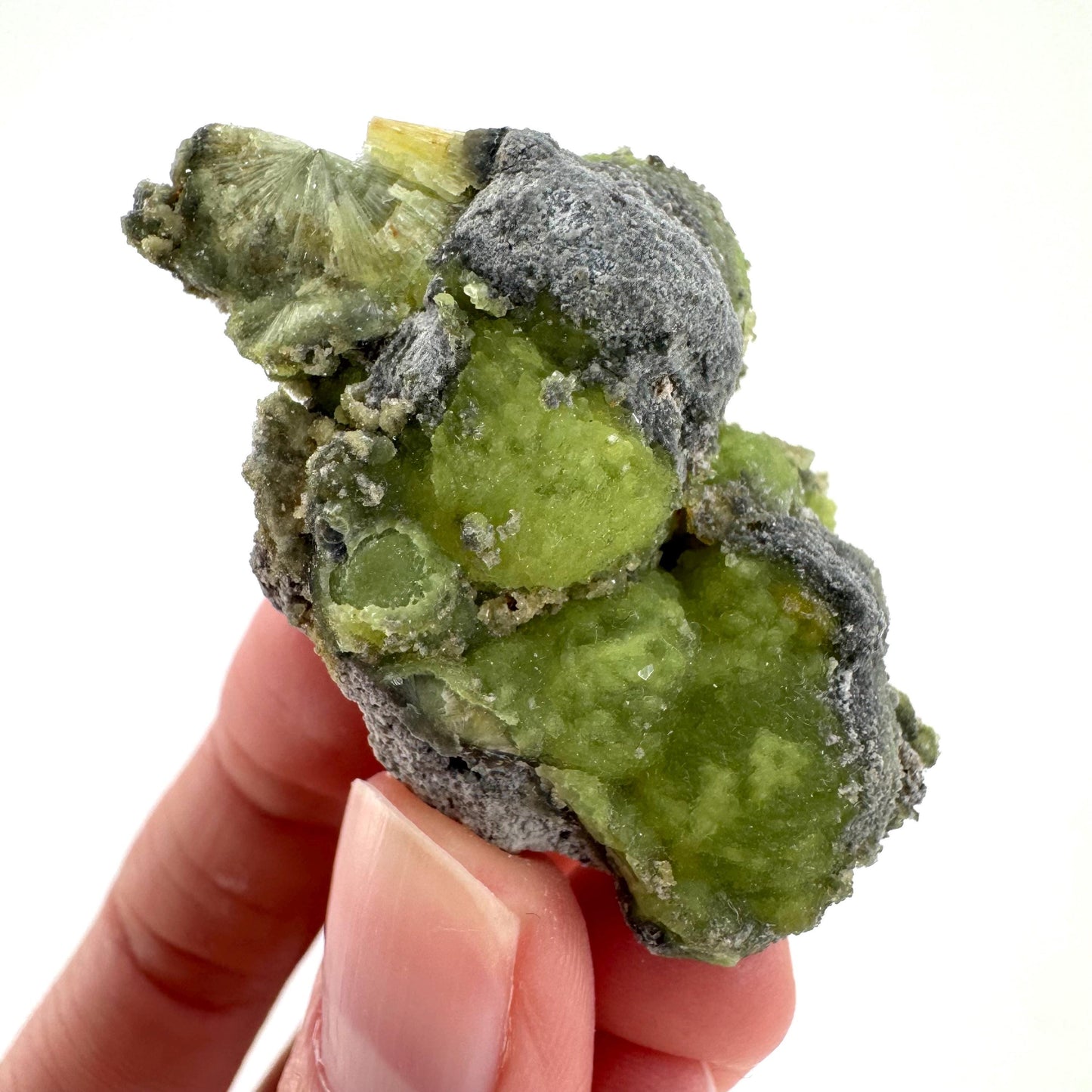 Wavellite (Arkansas, USA) | green crystal cluster, mineral specimen