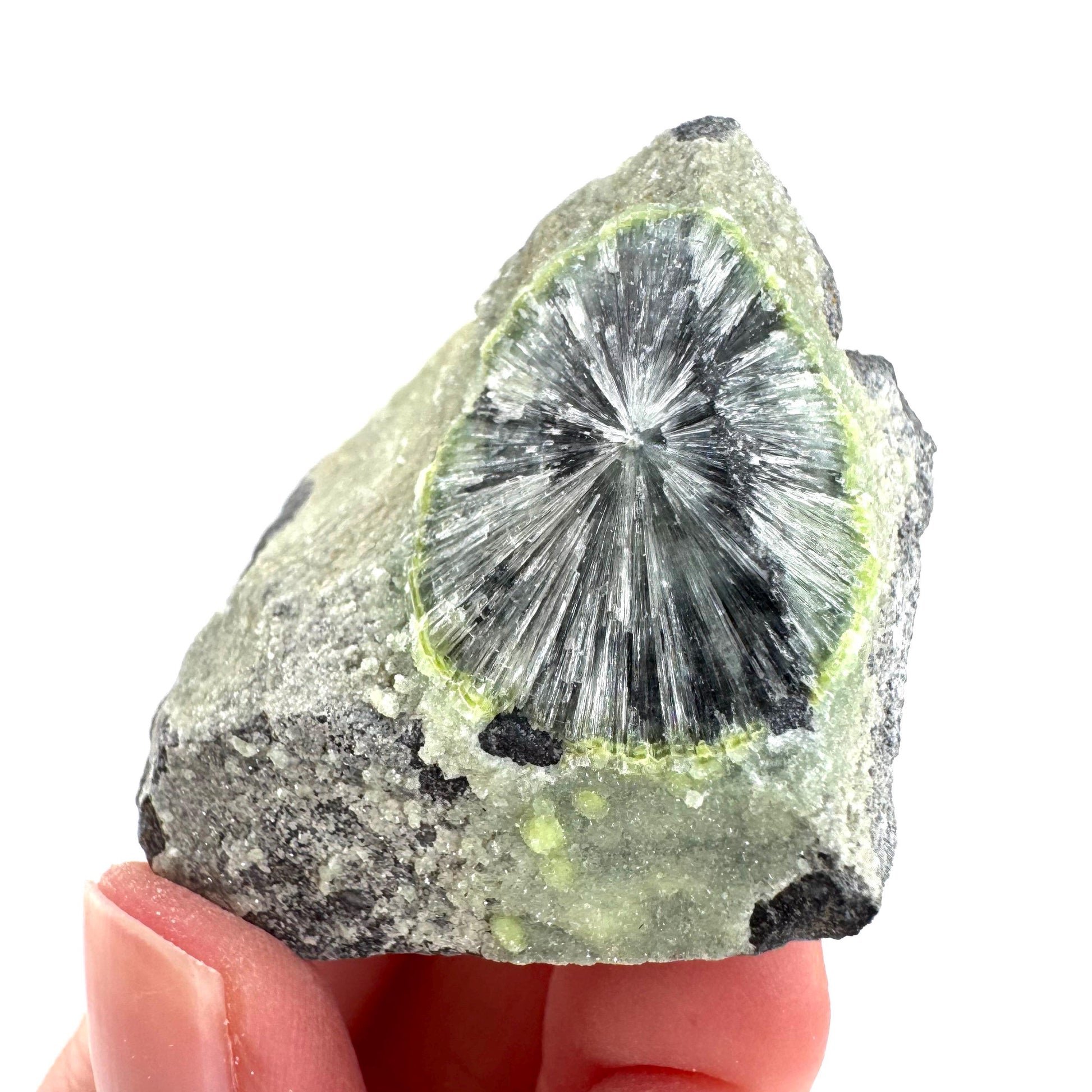 Wavellite (Arkansas, USA) | green crystal cluster, mineral specimen