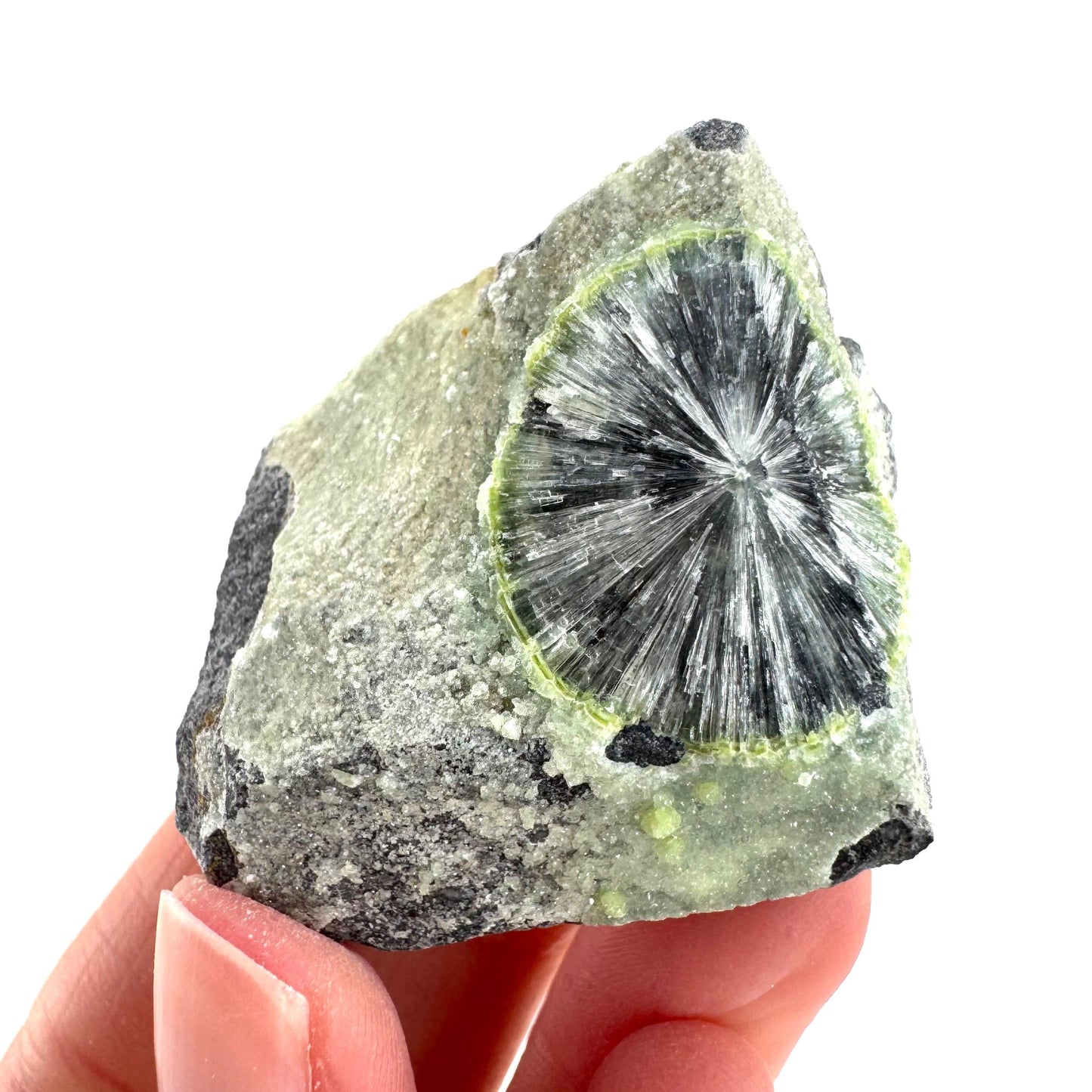 Wavellite (Arkansas, USA) | green crystal cluster, mineral specimen