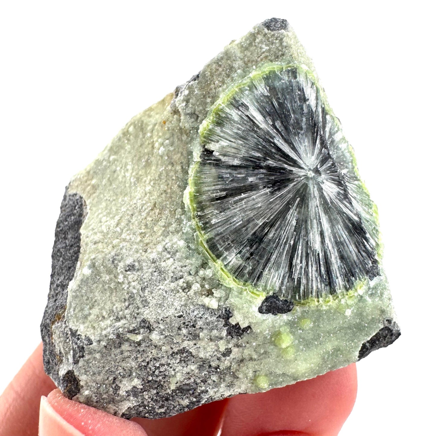 Wavellite (Arkansas, USA) | green crystal cluster, mineral specimen