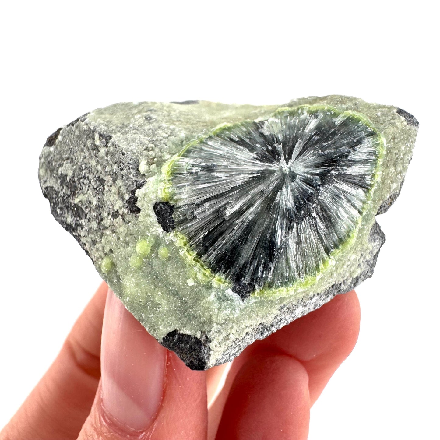 Wavellite (Arkansas, USA) | green crystal cluster, mineral specimen