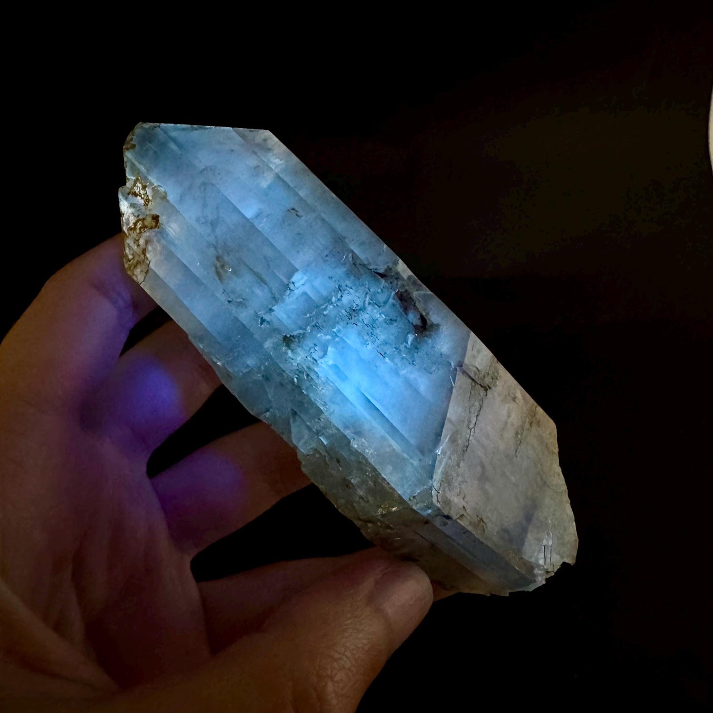 Hourglass Selenite | Phosphorescent UV Reactive Gypsum Crystal from Canada