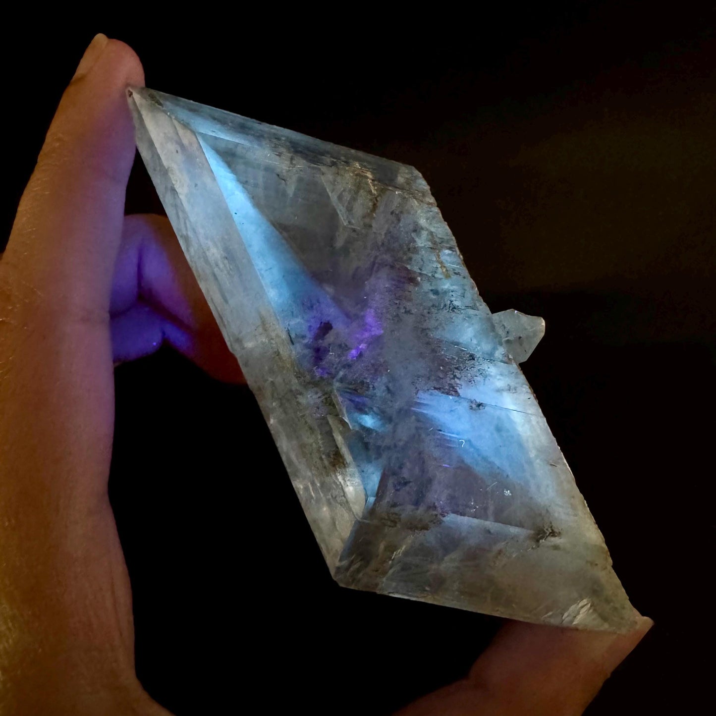 Hourglass Selenite | Phosphorescent UV Reactive Gypsum Crystal from Canada