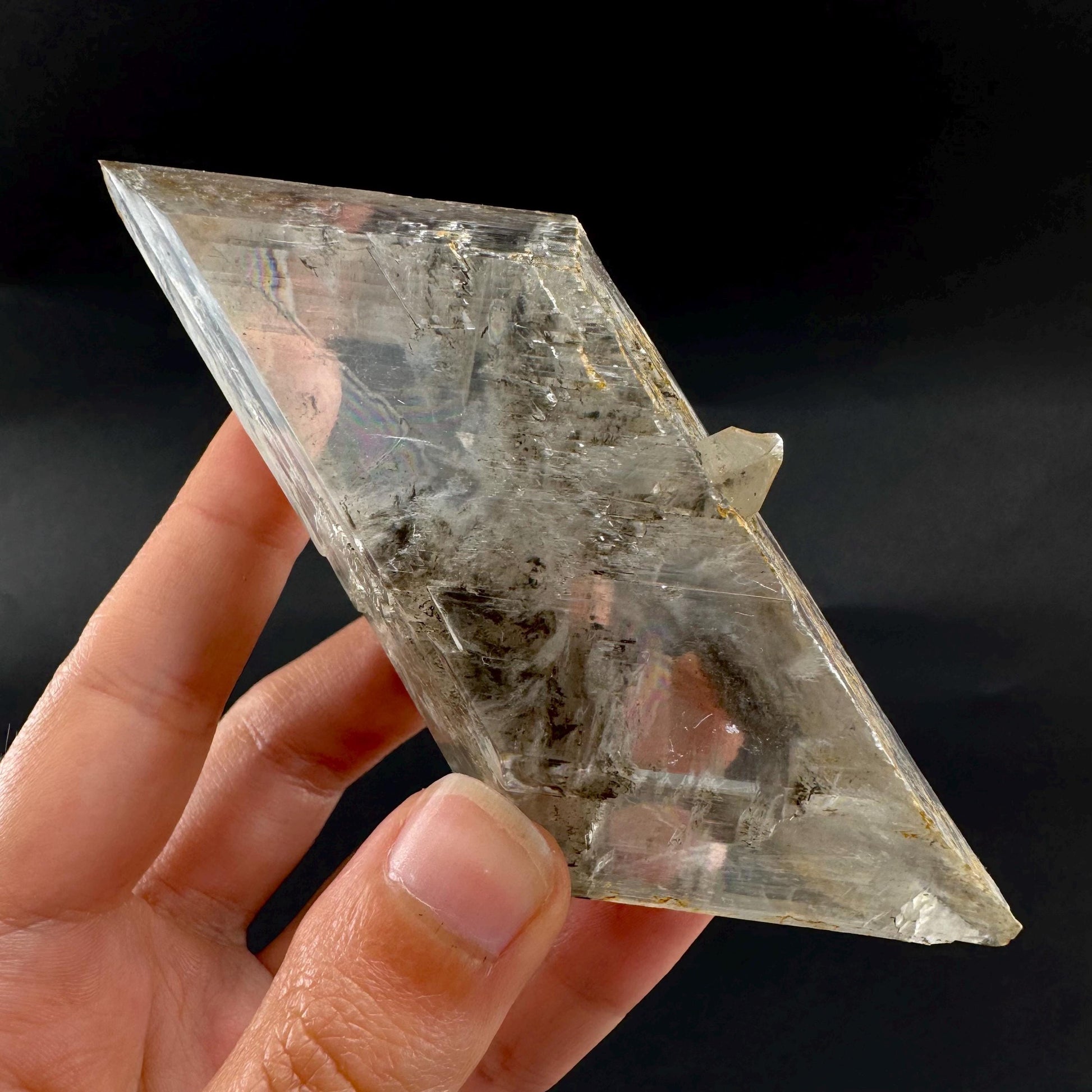 Hourglass Selenite | Phosphorescent UV Reactive Gypsum Crystal from Canada