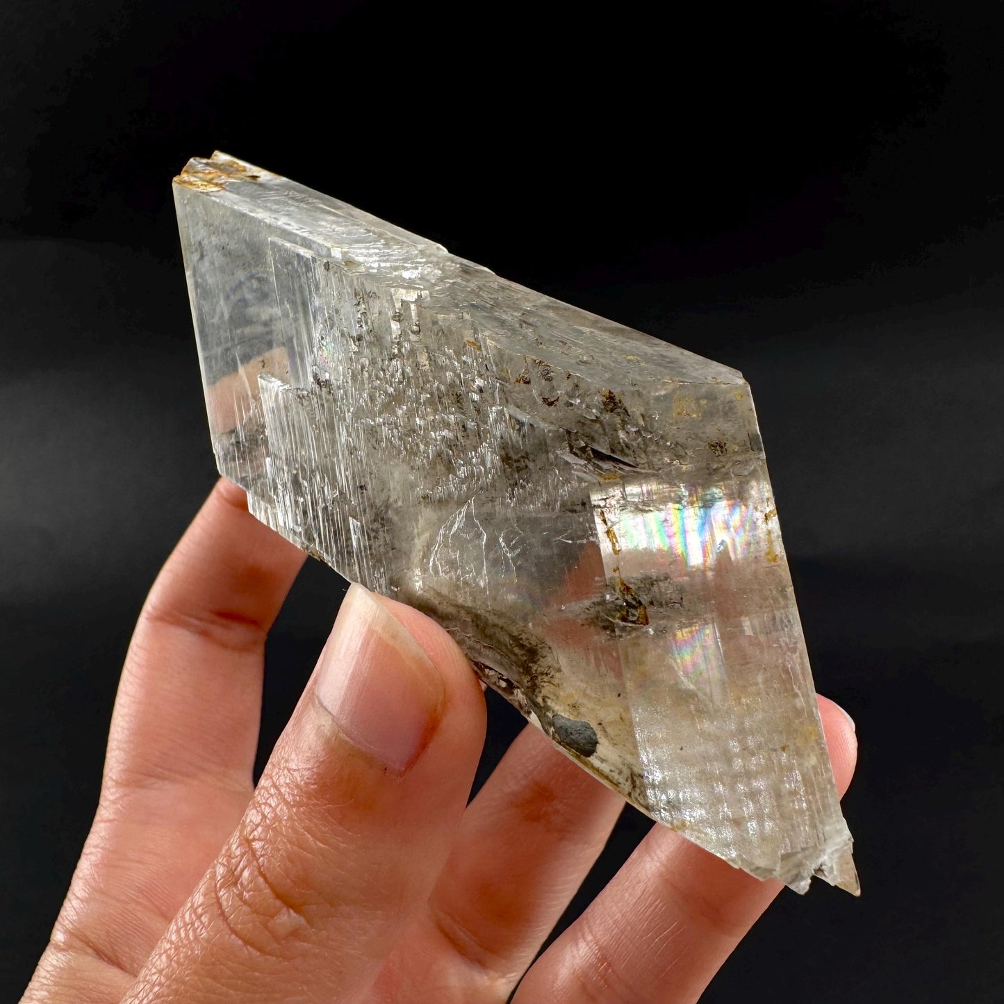 Hourglass Selenite | Phosphorescent UV Reactive Gypsum Crystal from Canada
