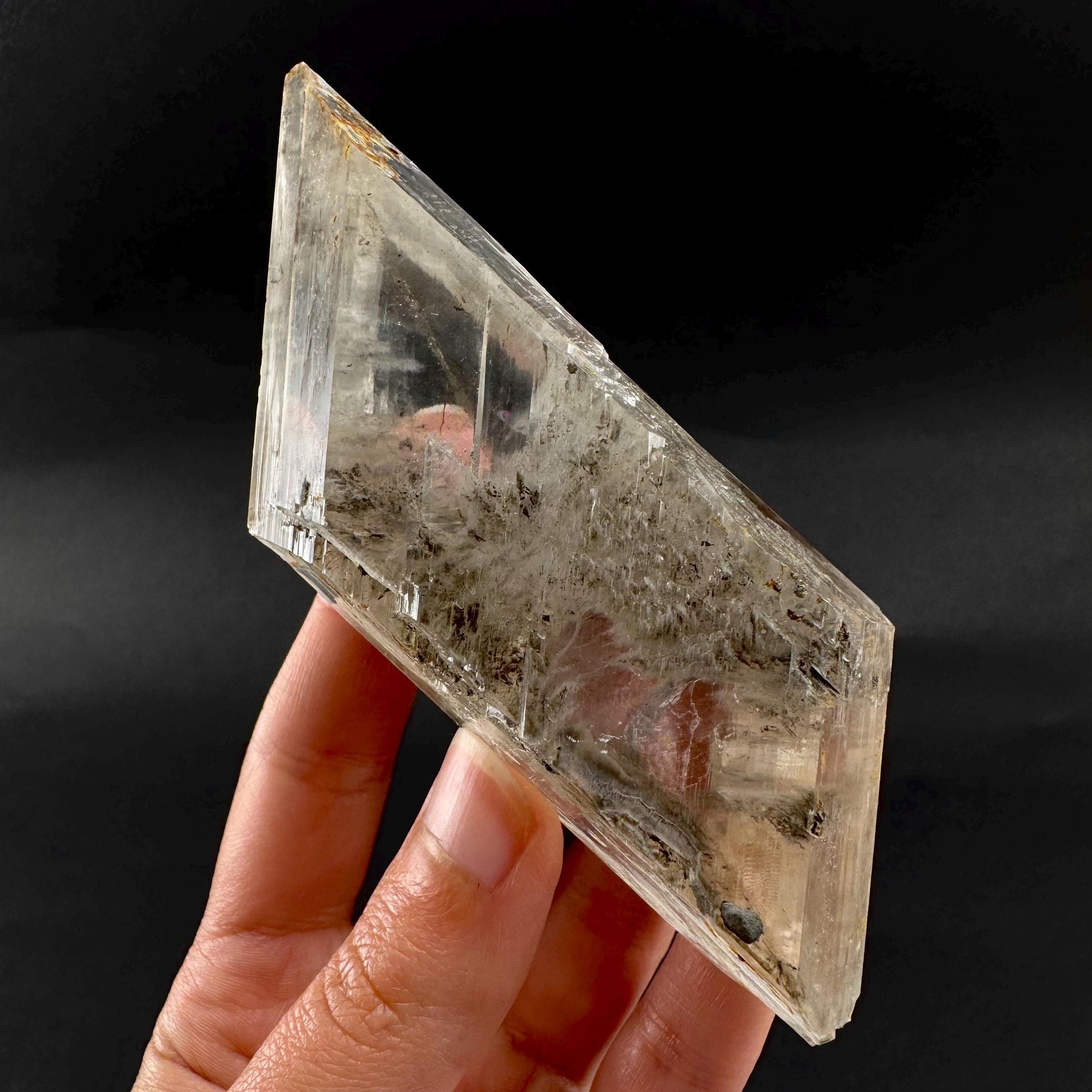 Hourglass Selenite | Phosphorescent UV Reactive Gypsum Crystal from Canada