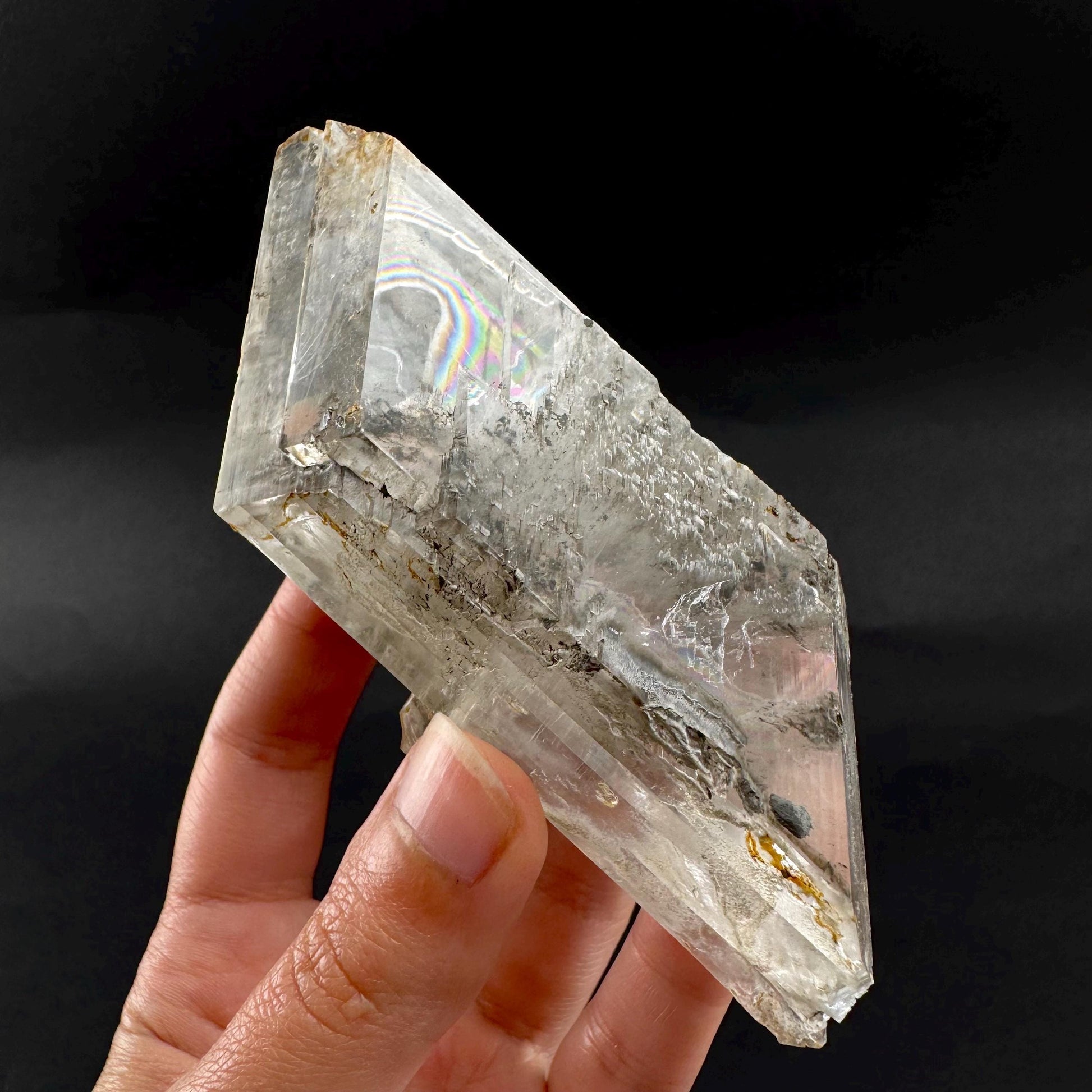 Hourglass Selenite | Phosphorescent UV Reactive Gypsum Crystal from Canada