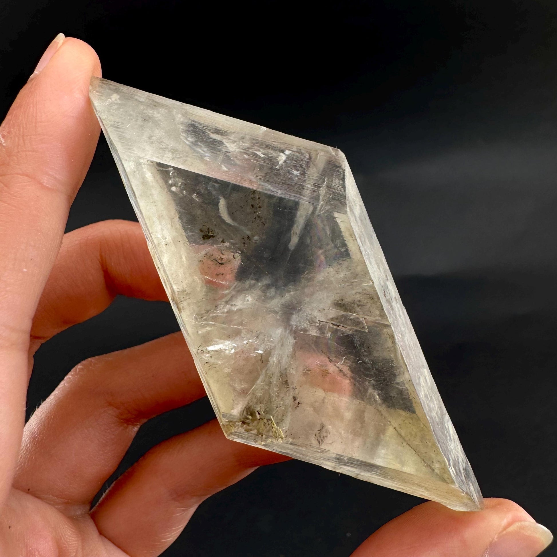 Hourglass Selenite | Phosphorescent UV Reactive Gypsum Crystal from Canada
