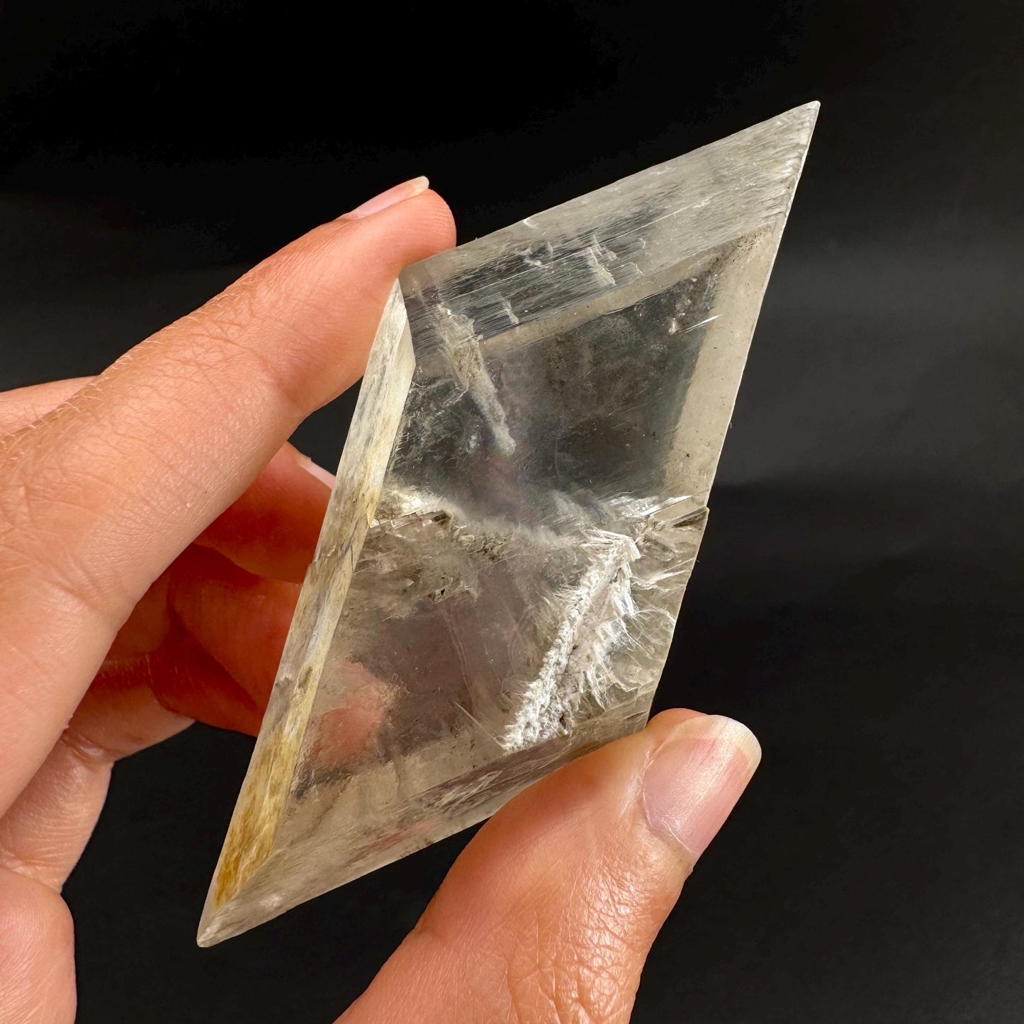 Hourglass Selenite | Phosphorescent UV Reactive Gypsum Crystal from Canada