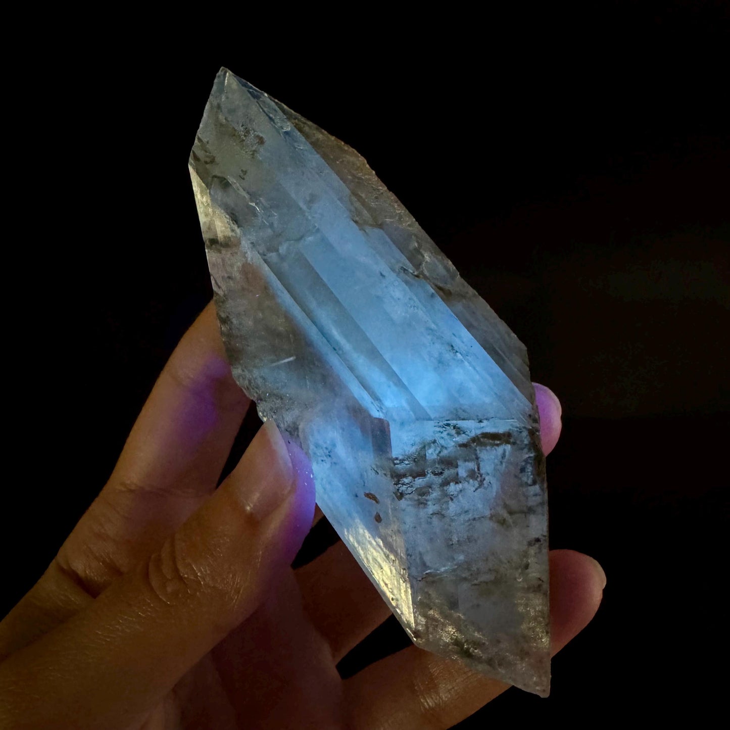 Hourglass Selenite | Phosphorescent UV Reactive Gypsum Crystal from Canada