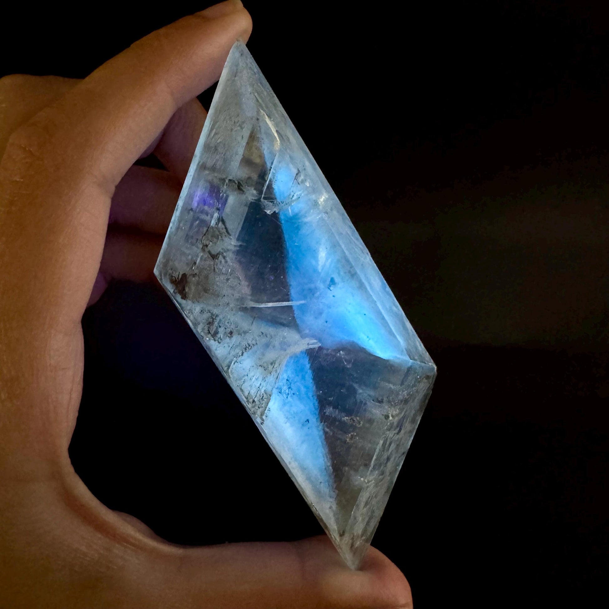 Hourglass Selenite | Phosphorescent UV Reactive Gypsum Crystal from Canada