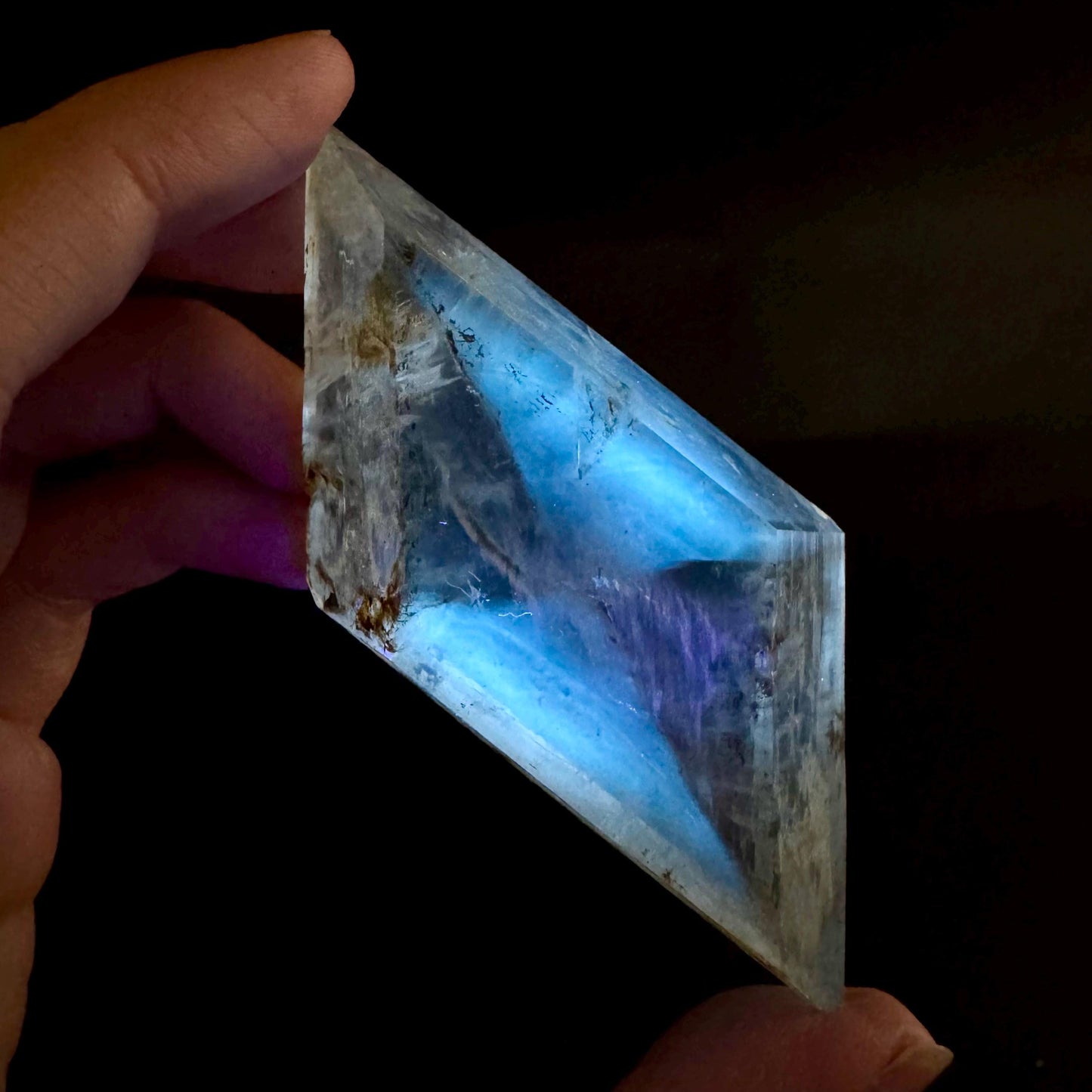 Hourglass Selenite | Phosphorescent UV Reactive Gypsum Crystal from Canada