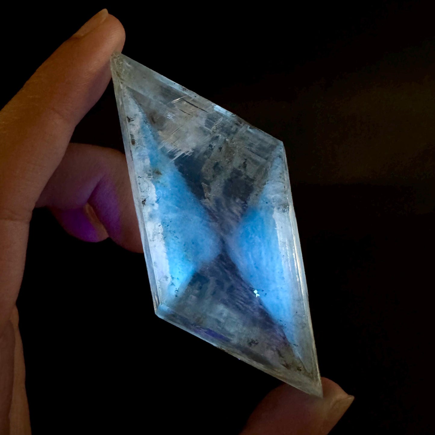 Hourglass Selenite | Phosphorescent UV Reactive Gypsum Crystal from Canada